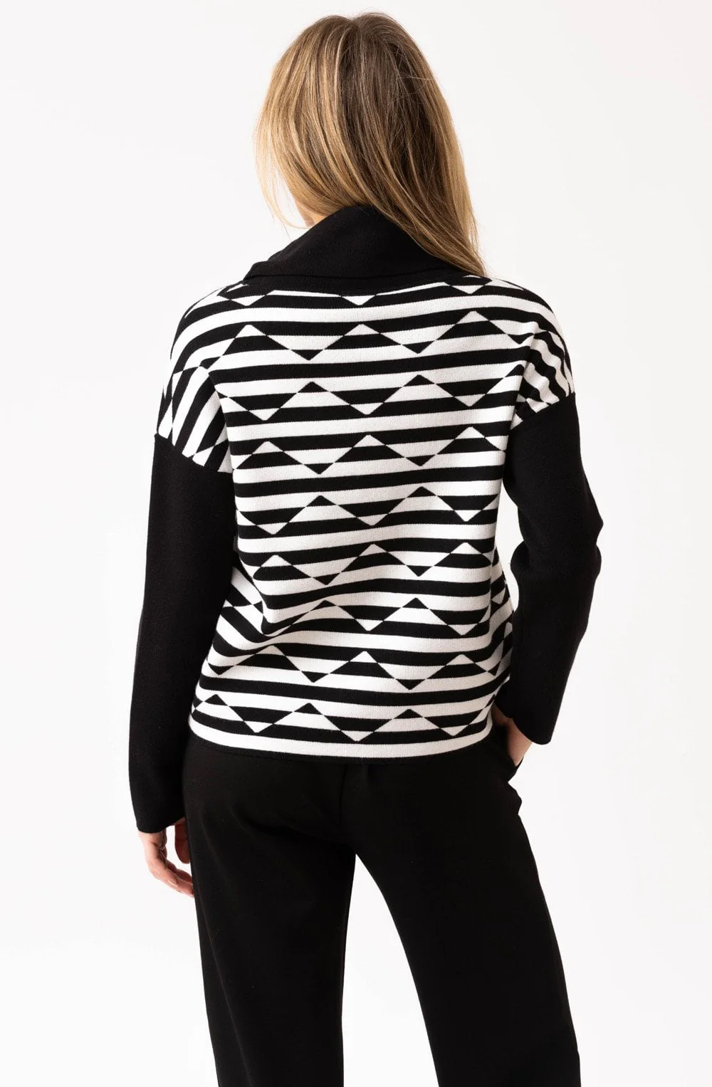 Marble Cowl Neck Jumper 8106 – Ivory/Black - Image 4