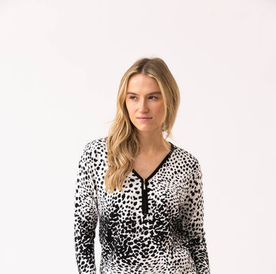 Marble Knit Top 7995 – Black/White Animal Print - Image 3