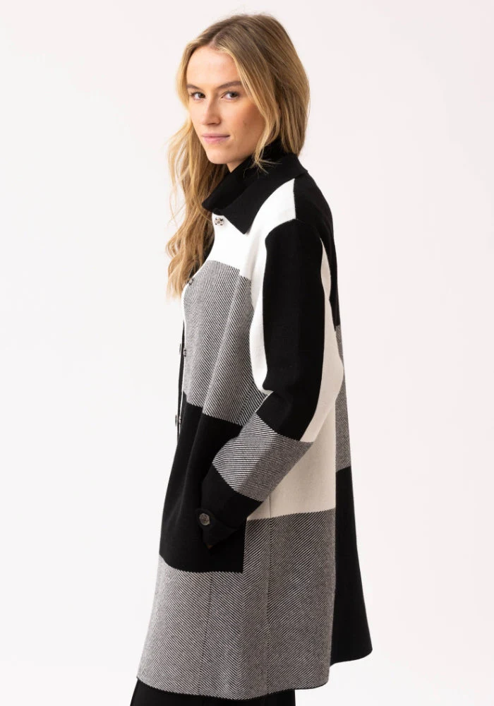 Marble Longline Knit Jacket – Black/Grey/White - Image 5