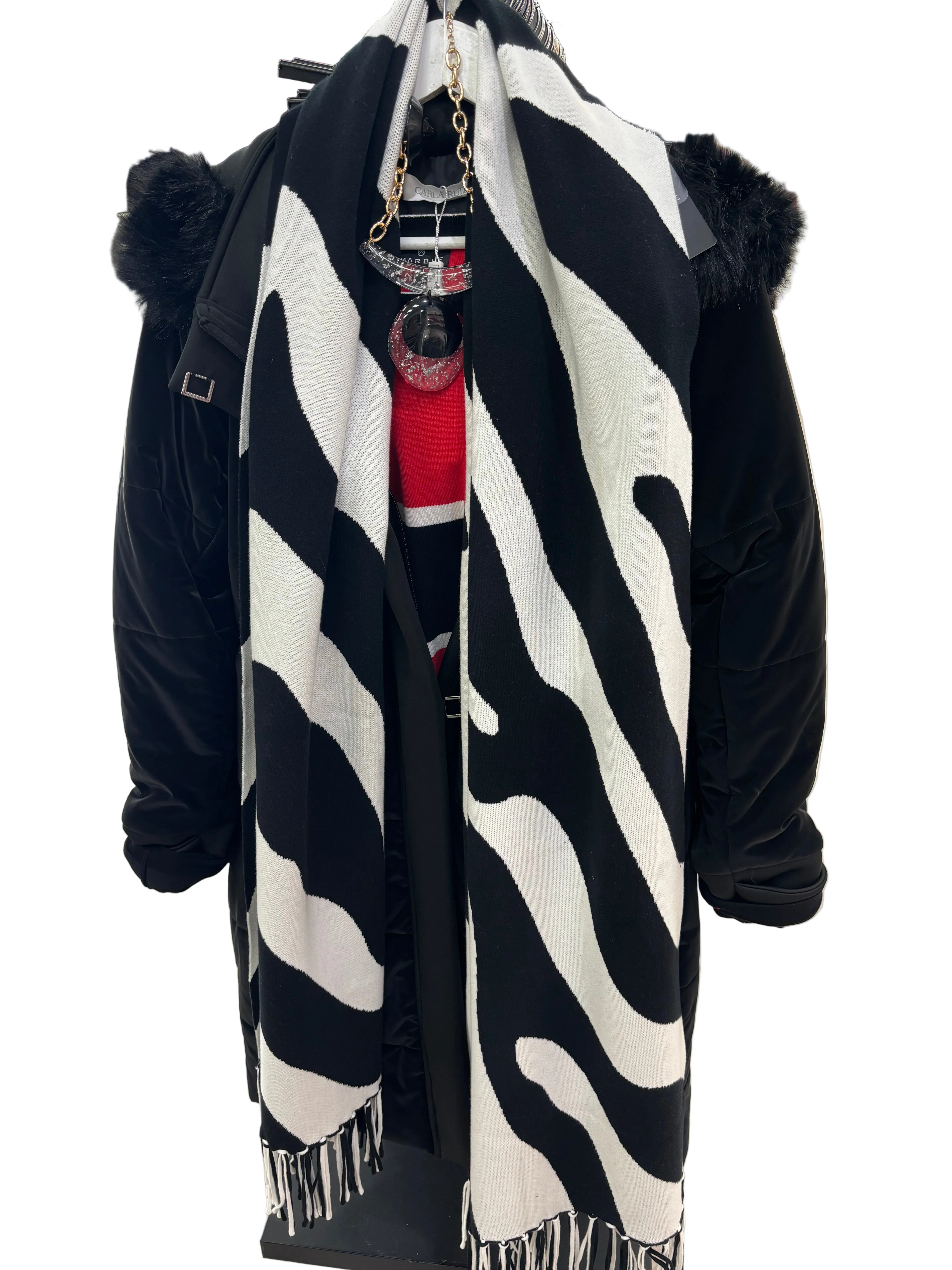 Marble scarf in black/ white