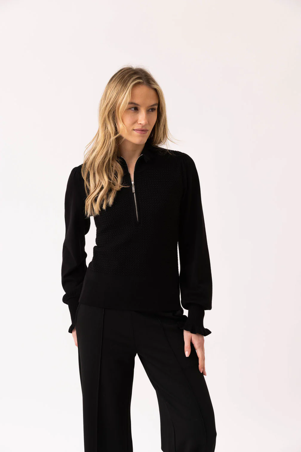 Marble Soft Knit Half Zip Sweater – Style 8015, Colour 101 - Image 2