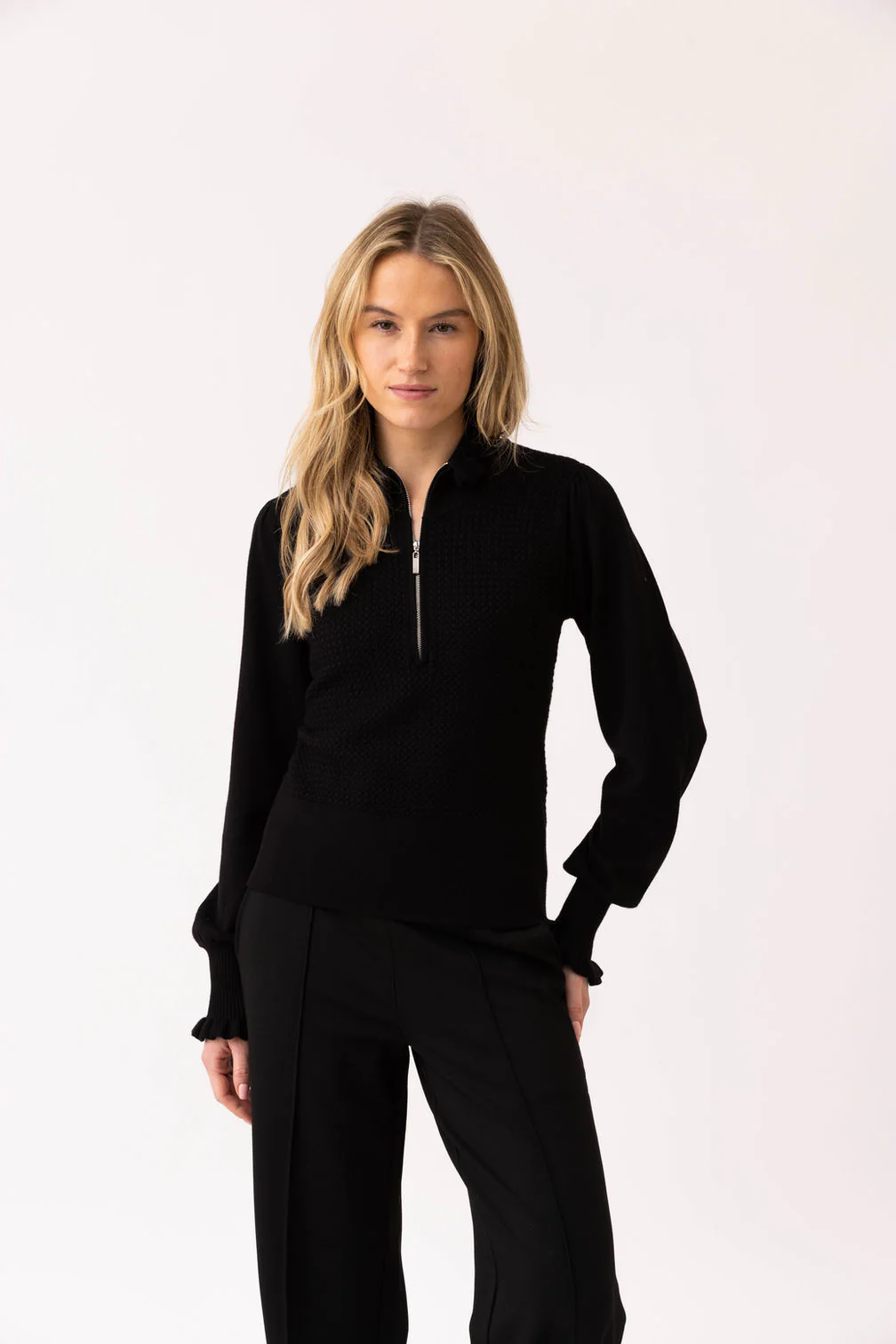 Marble Soft Knit Half Zip Sweater – Style 8015, Colour 101 - Image 3