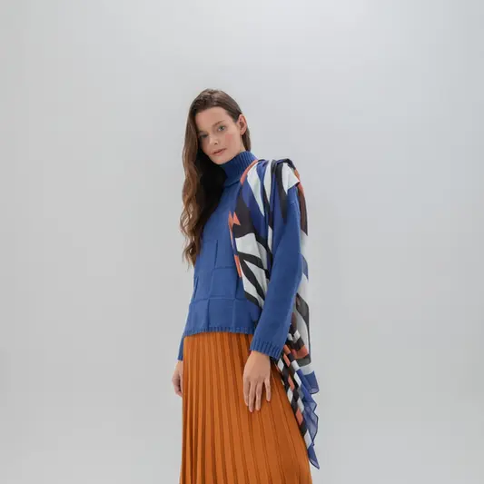 Marble tan/blue scarf - Image 3