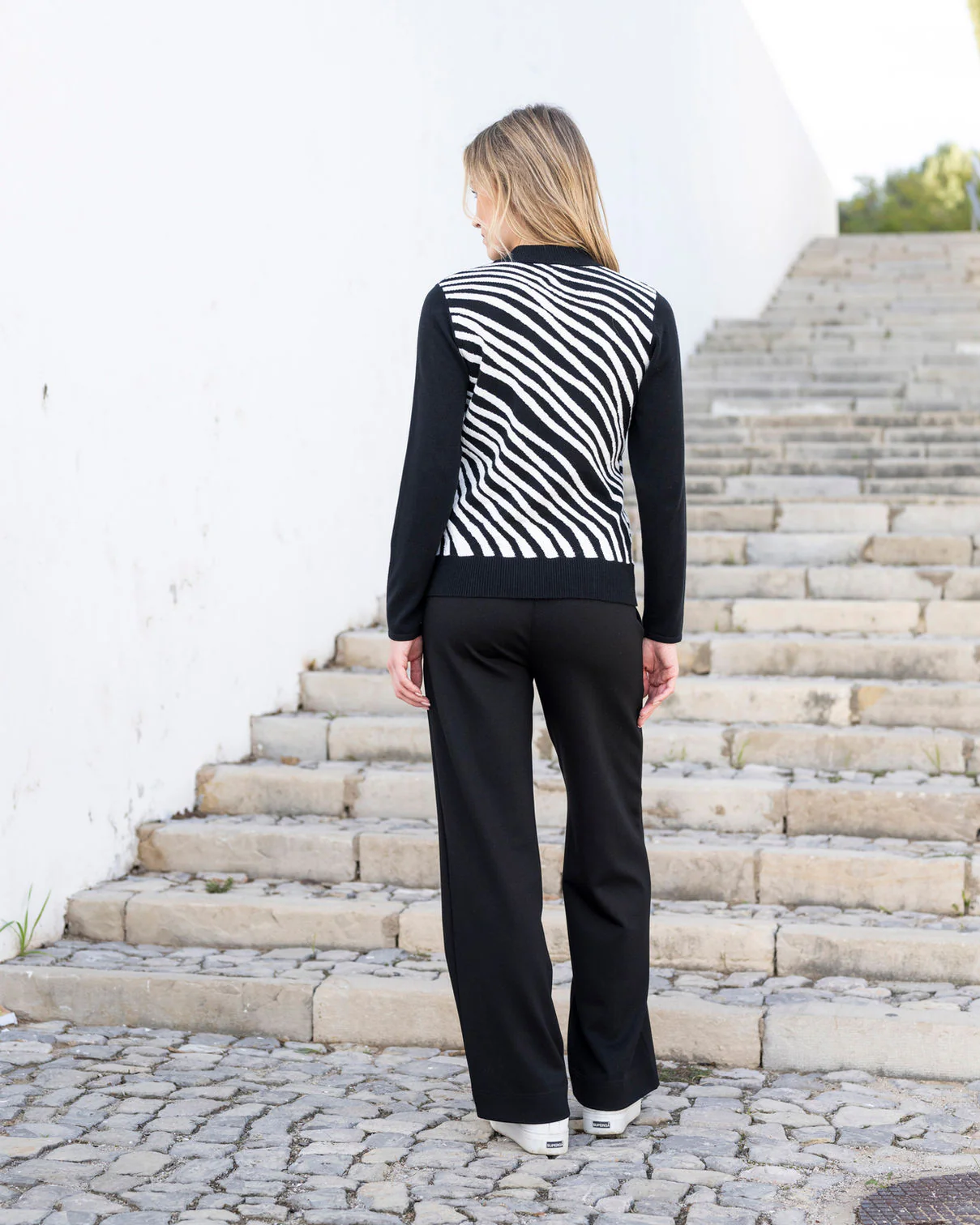 Marble Zip-Up Cardigan – Style 8034 – Colour 101 Black/White - Image 3