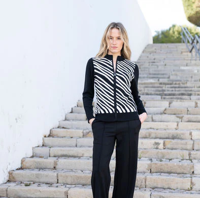 Marble Zip-Up Cardigan – Style 8034 – Colour 101 Black/White - Image 8