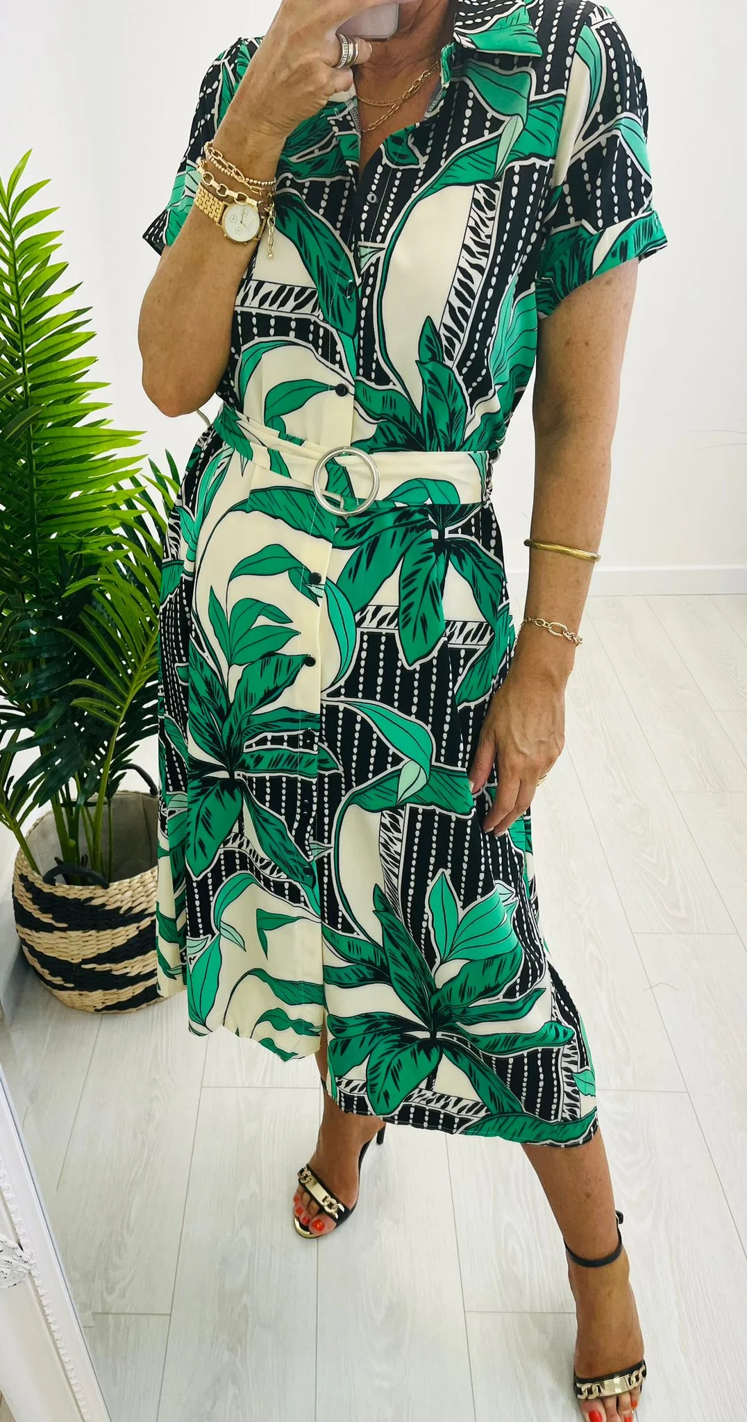 Petra green/cream dress - Image 2