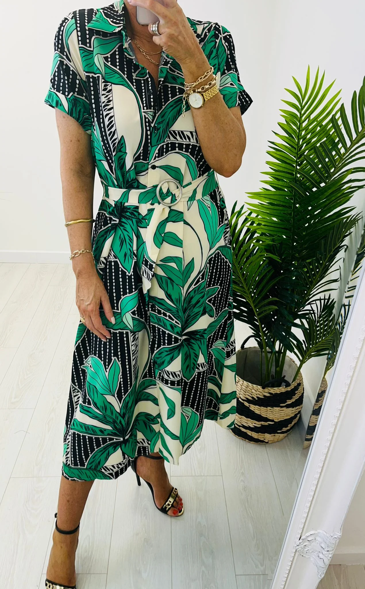 Petra green/cream dress - Image 3