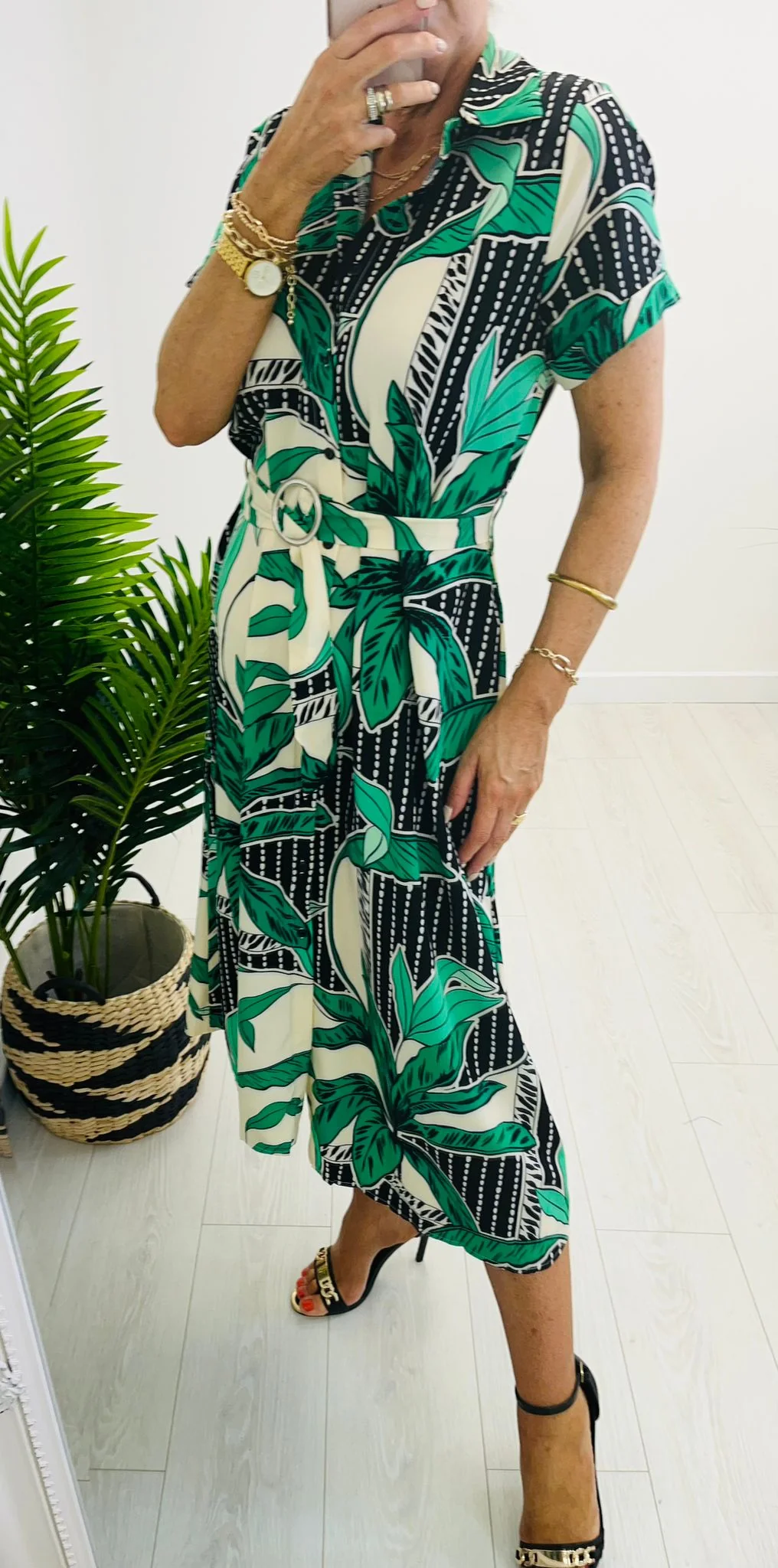 Petra green/cream dress - Image 4