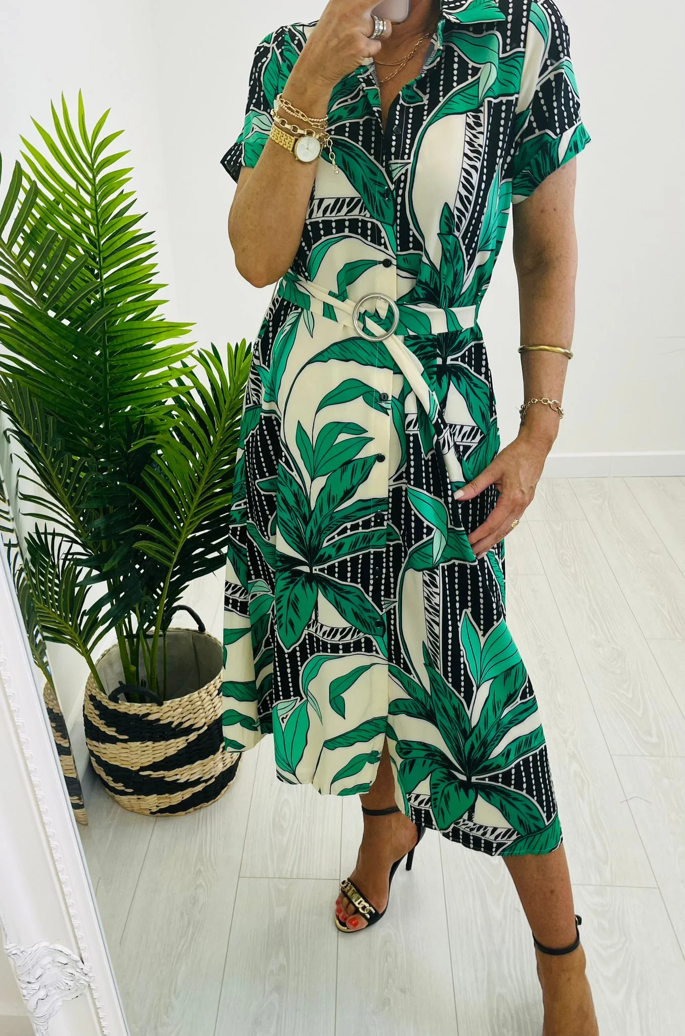 Petra green/cream dress - Image 6
