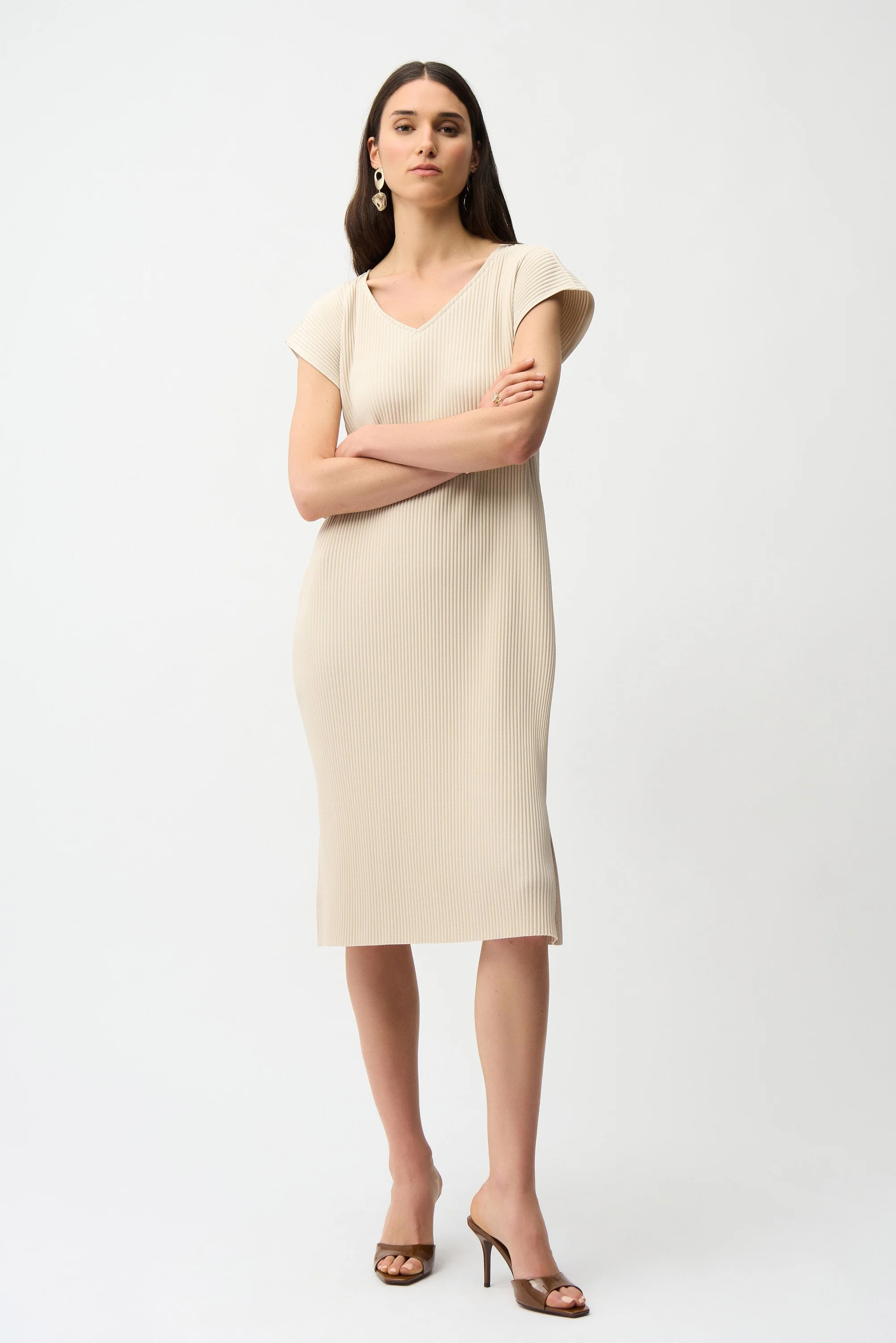 Pleated Scuba Crepe Straight Dress With Pockets Joseph Ribkoff 
261252
