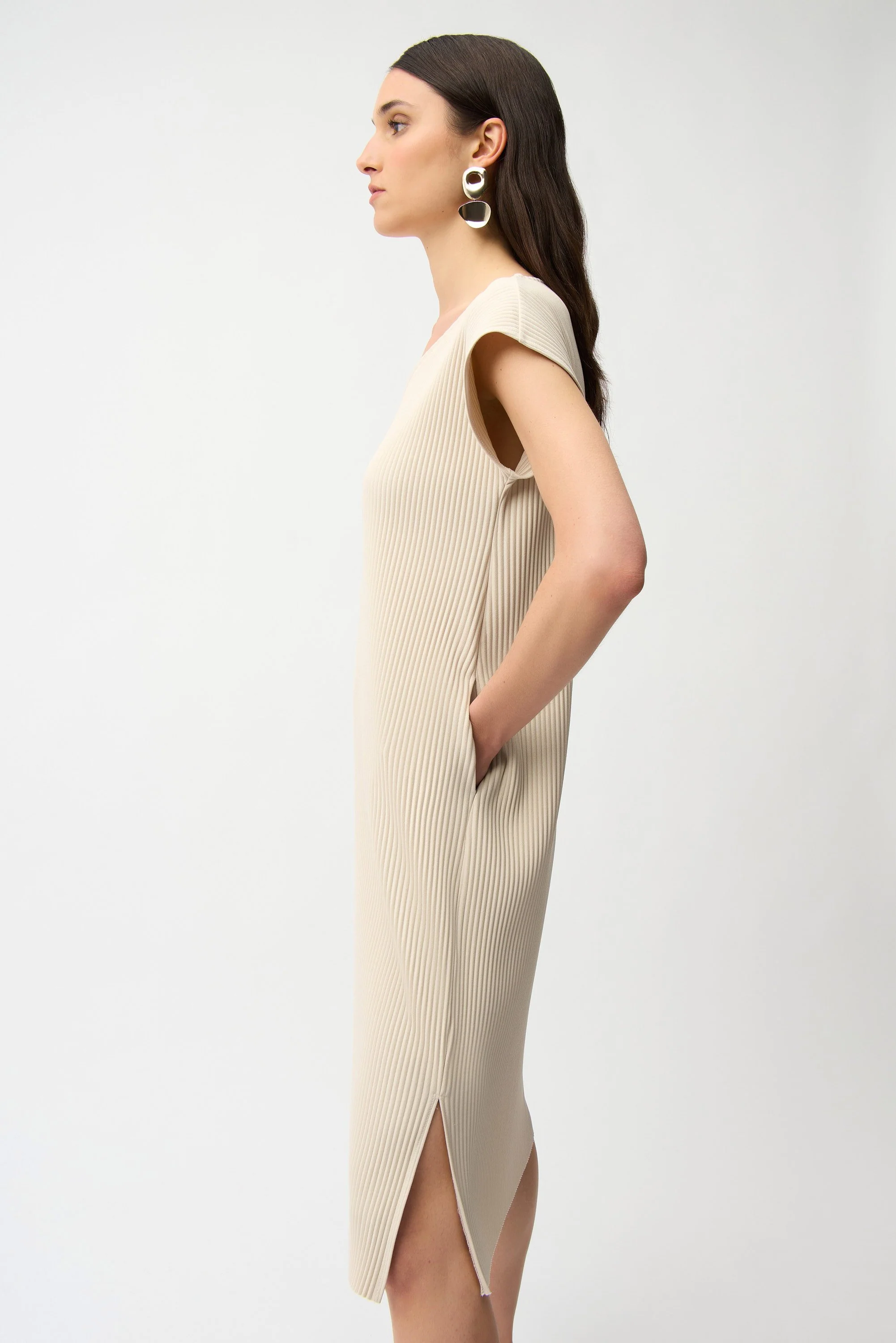 Pleated Scuba Crepe Straight Dress With Pockets Joseph Ribkoff 
261252 - Image 2