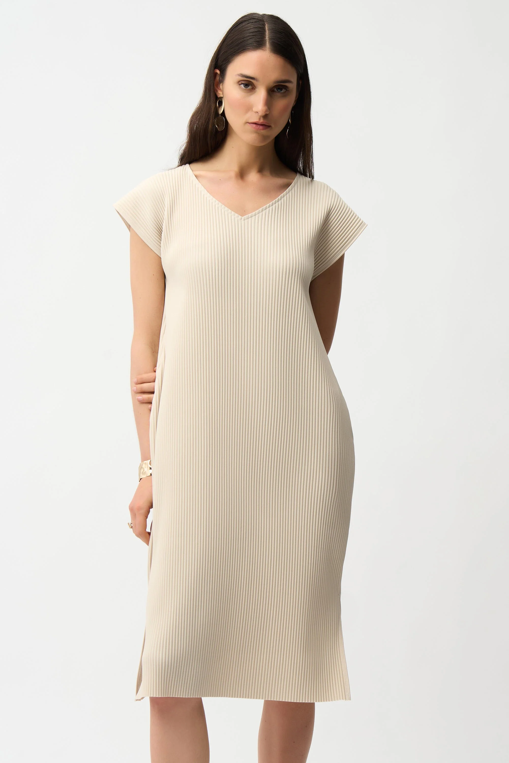 Pleated Scuba Crepe Straight Dress With Pockets Joseph Ribkoff 
261252 - Image 3