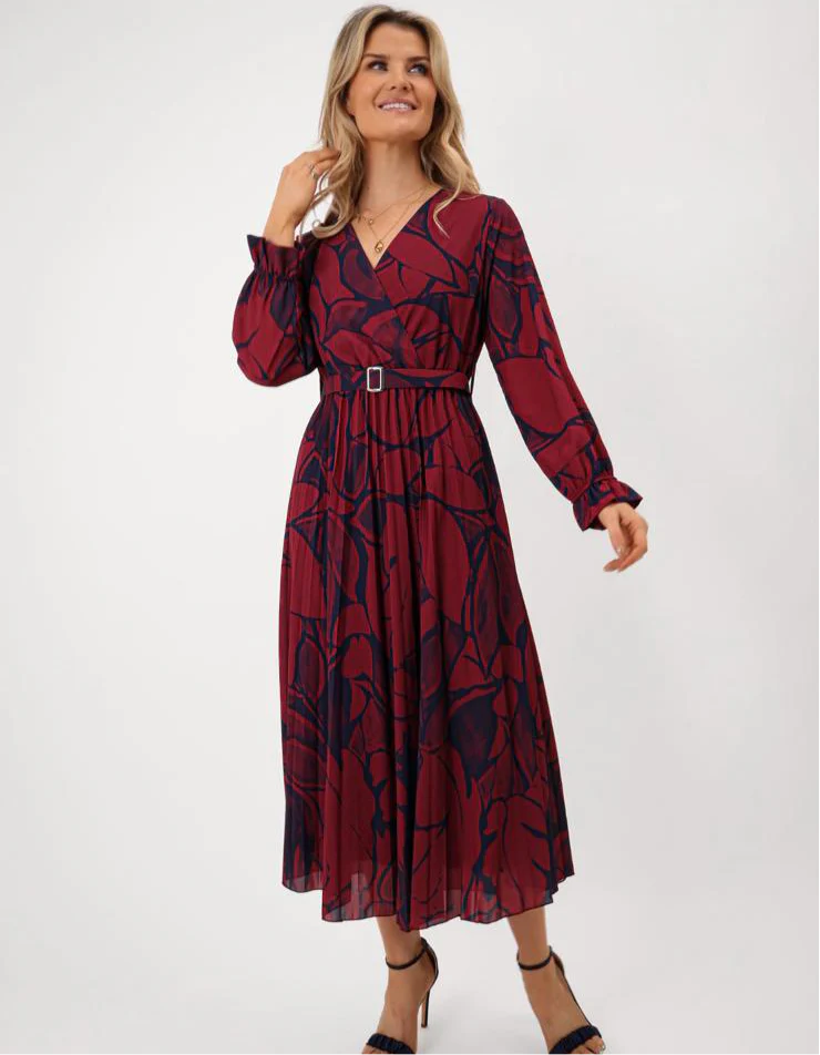 Positano dress burgundy and navy midi dress - Image 2
