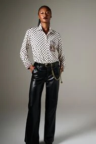 K Design Monochrome B328 polka   Dot Blouse with Leopard Detail - Image 2