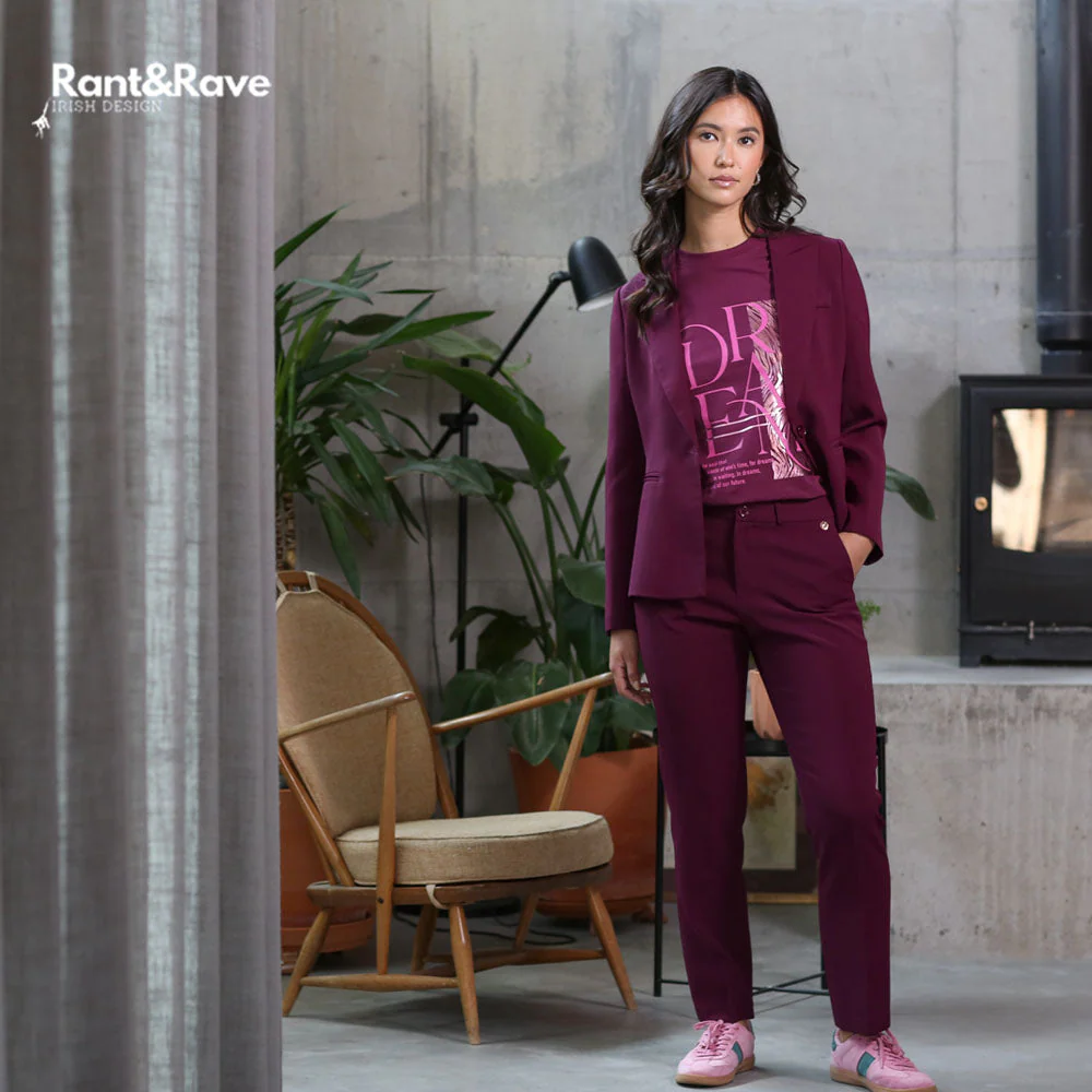 Rant & Rave Bella Straight Leg Trouser Cranberry - Image 2