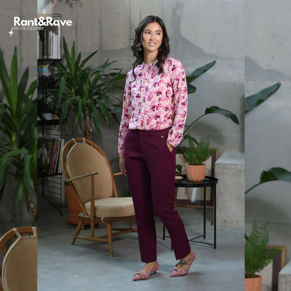 Rant & Rave Bella Straight Leg Trouser Cranberry - Image 4