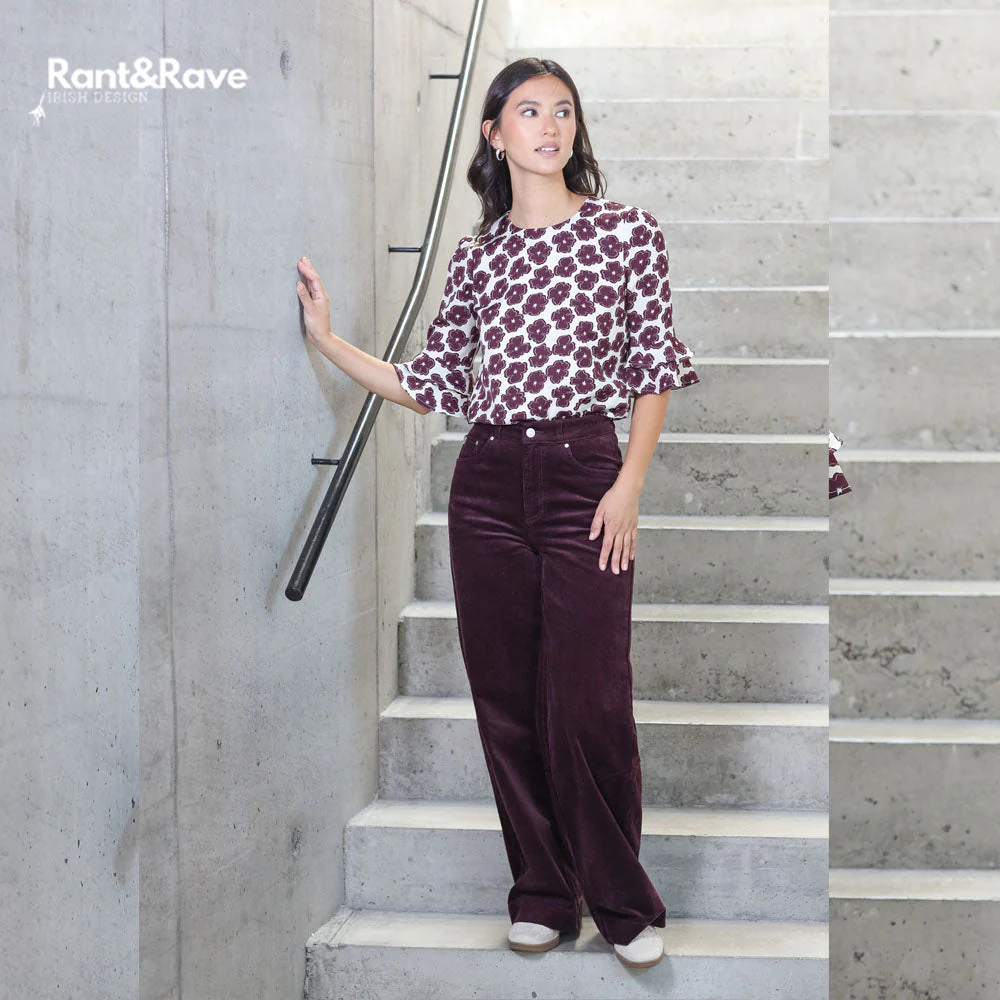 Rant & Rave Jacinda Wide Leg Cord Plum(Reg) - Image 3