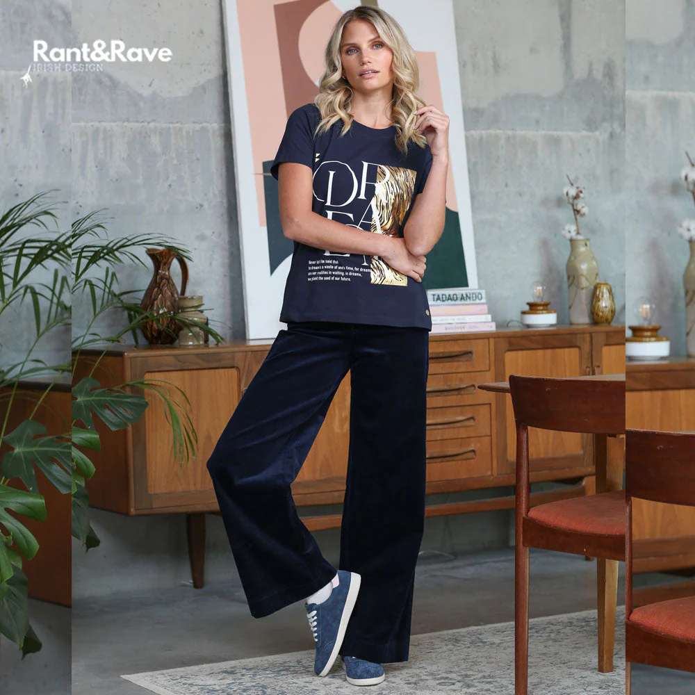 Rant & Rave Rochelle Wide Leg Cord Navy - Image 2