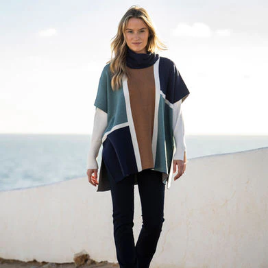 Marble 8112 Colour 223 – Geometric Block Knit Poncho - Image 4