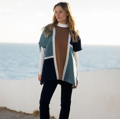 Marble 8112 Colour 223 – Geometric Block Knit Poncho - Image 5