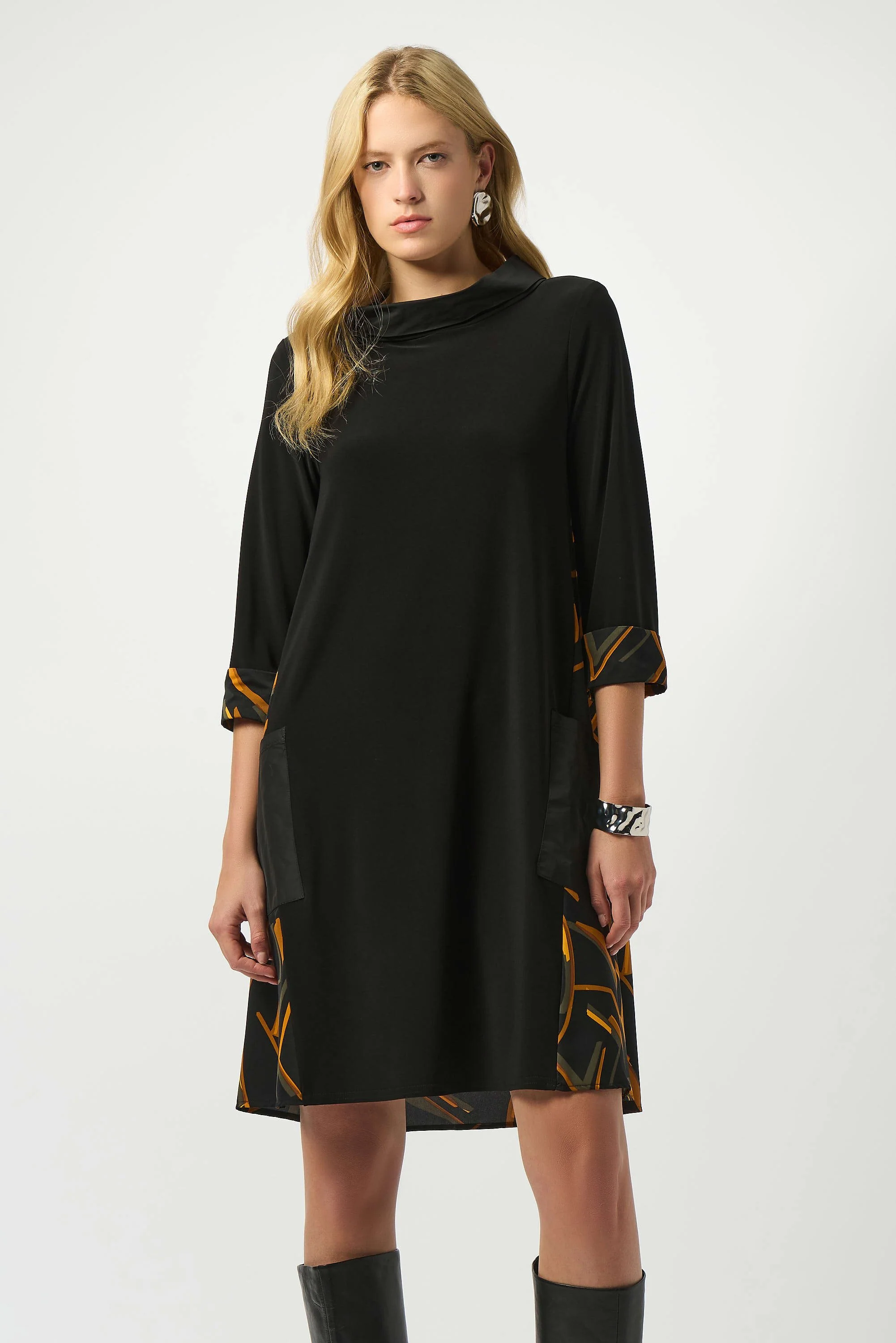 Recycled Woven Abstract Print And Silky Knit Dress
253186 - Image 2