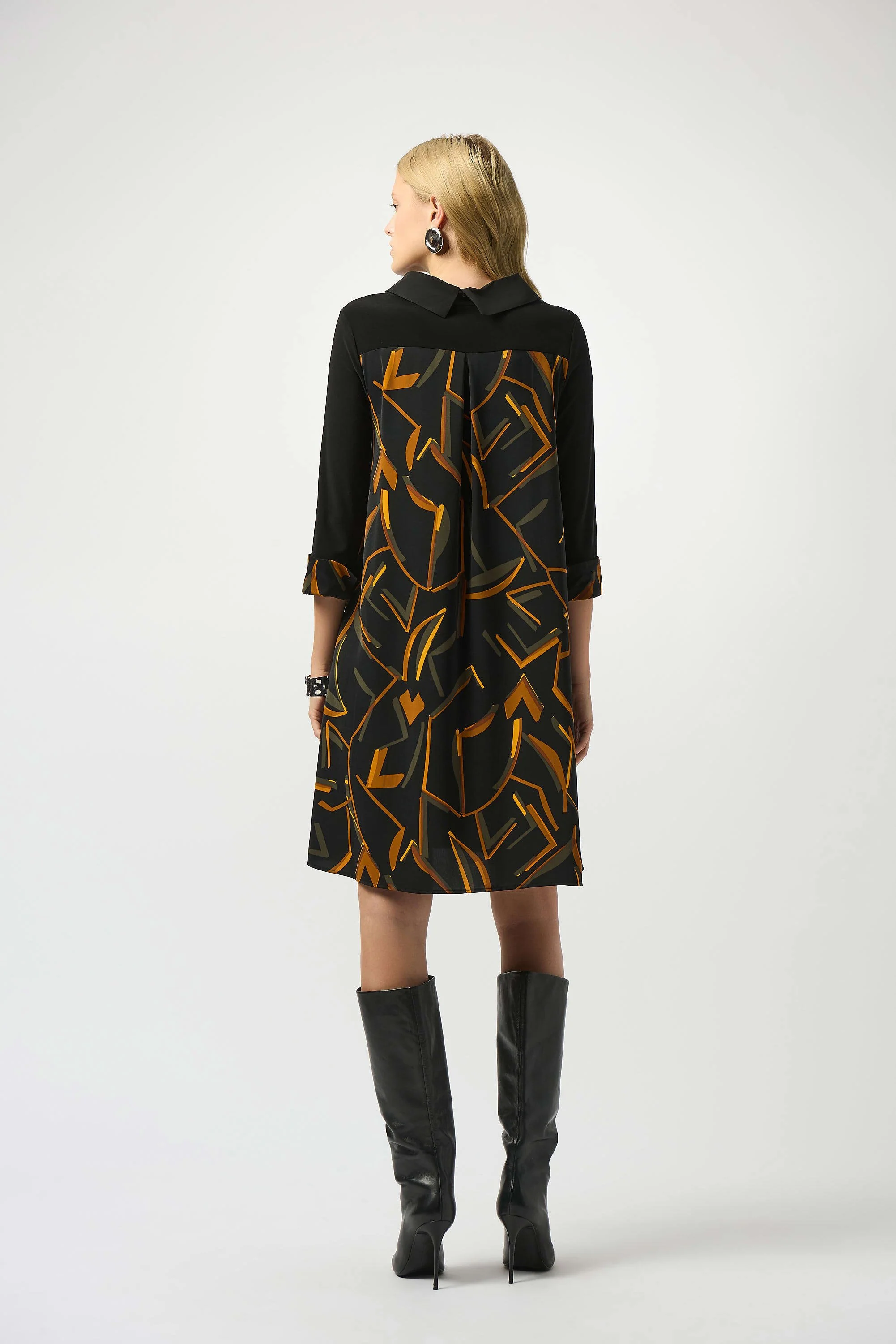 Recycled Woven Abstract Print And Silky Knit Dress
253186 - Image 4