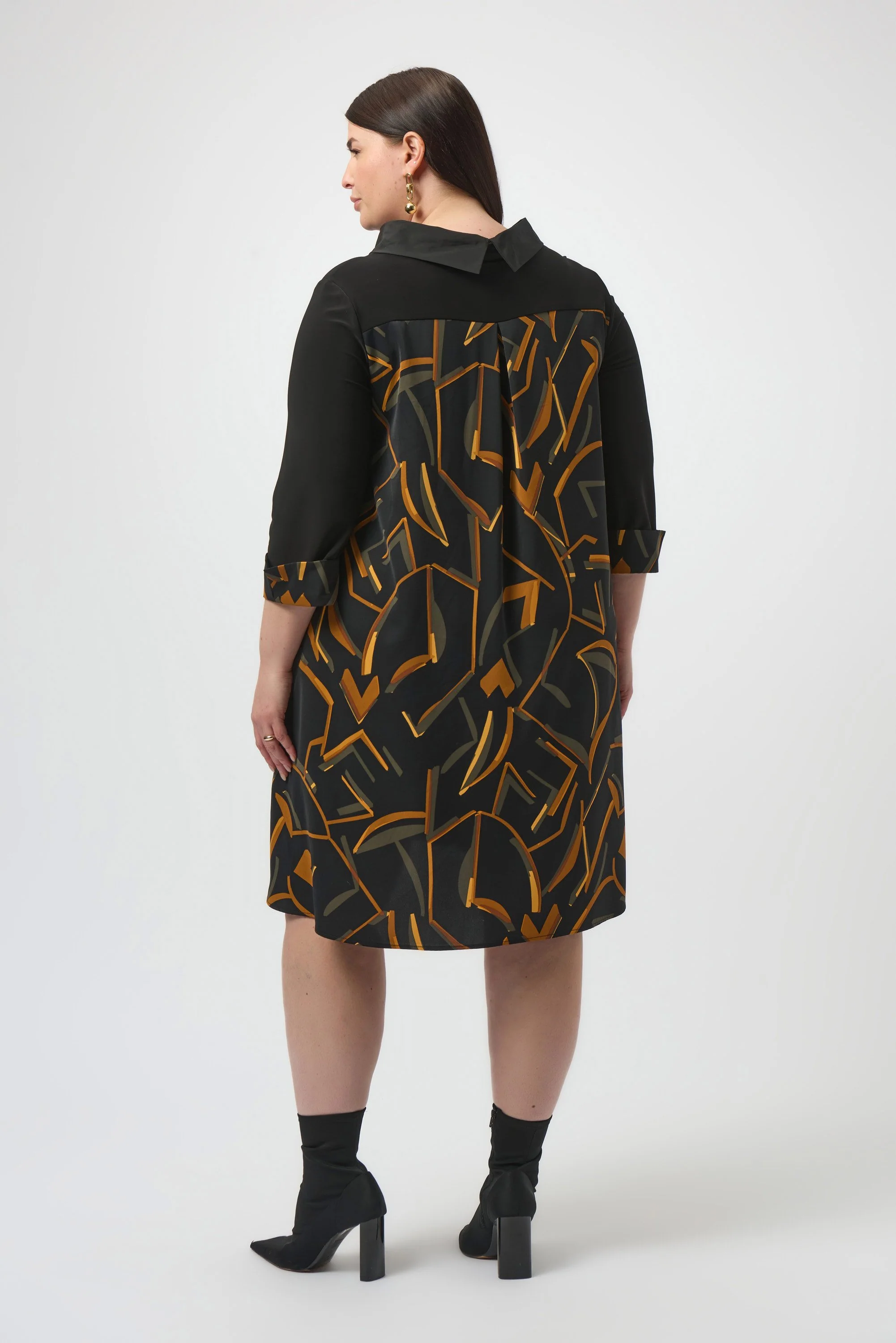 Recycled Woven Abstract Print And Silky Knit Dress
253186 - Image 6