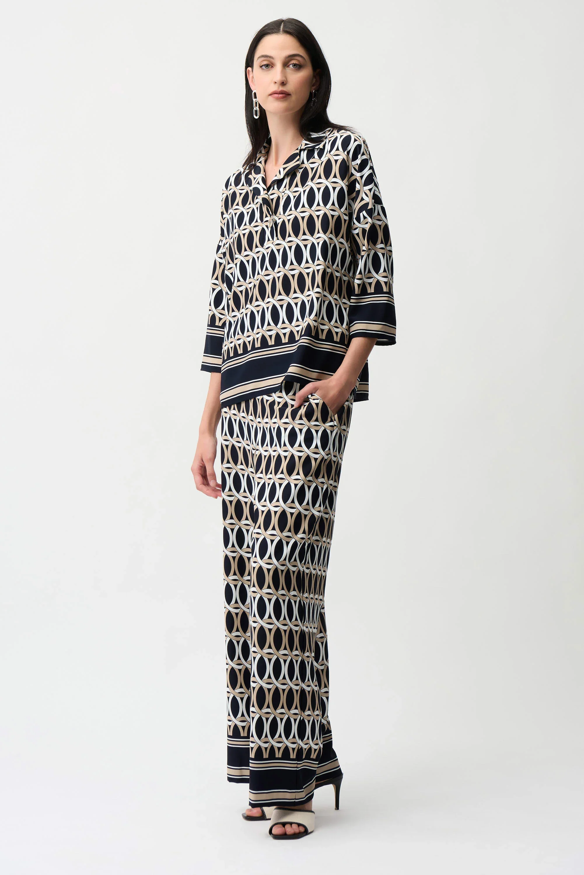 Recycled Woven Geometric Print Wide Leg Pull-On Pants
261058 - Image 7