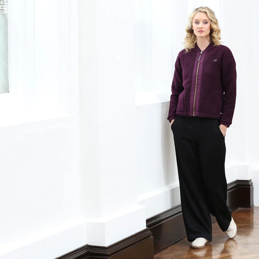 Relax & Renew Heidi Borg Bomber Jacket Plum - Image 3