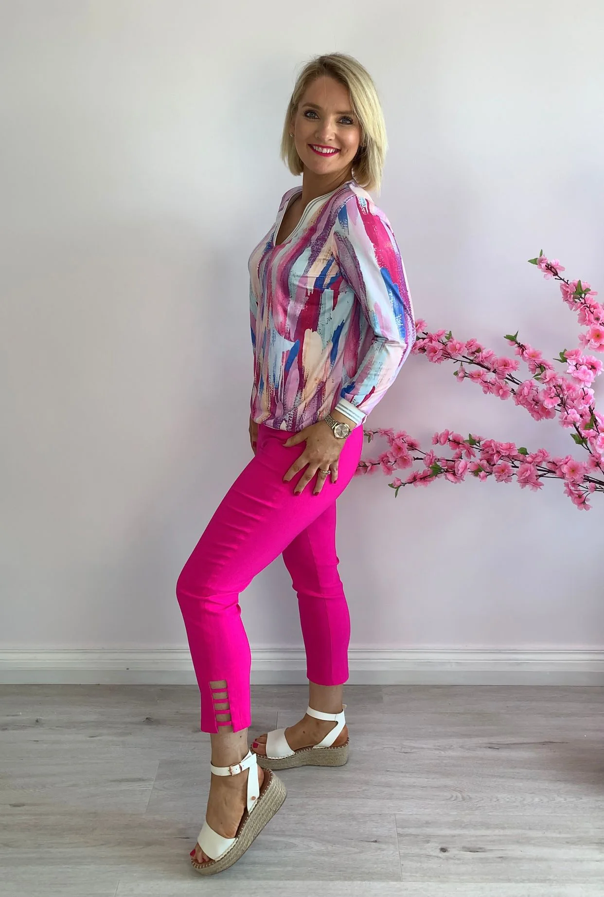 Robell pink lattice trousers - Image 3