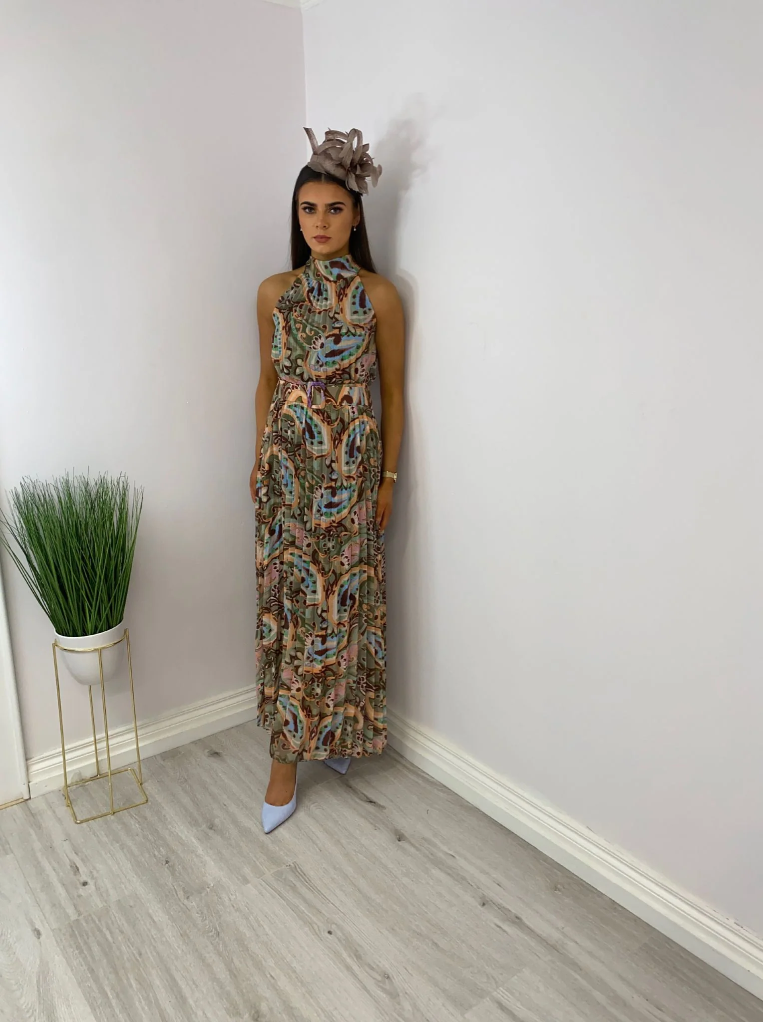 Rose blue multi print dress - Image 3