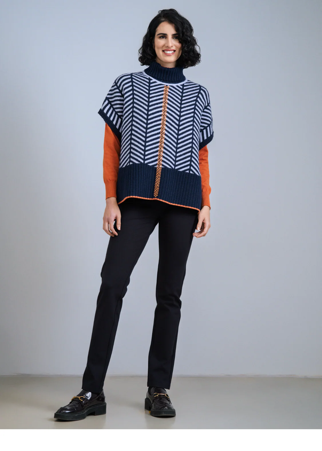 Scorzzo Chevron Knit Poncho Jumper – AW25/26 - Image 3