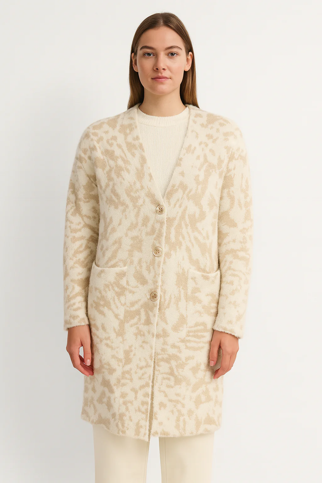 ⸻
Scorzzo Cream & Beige Coat - Image 2