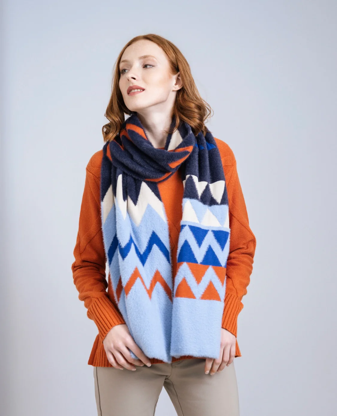 Scorzzo Large Geometric Knit Scarf - Image 2