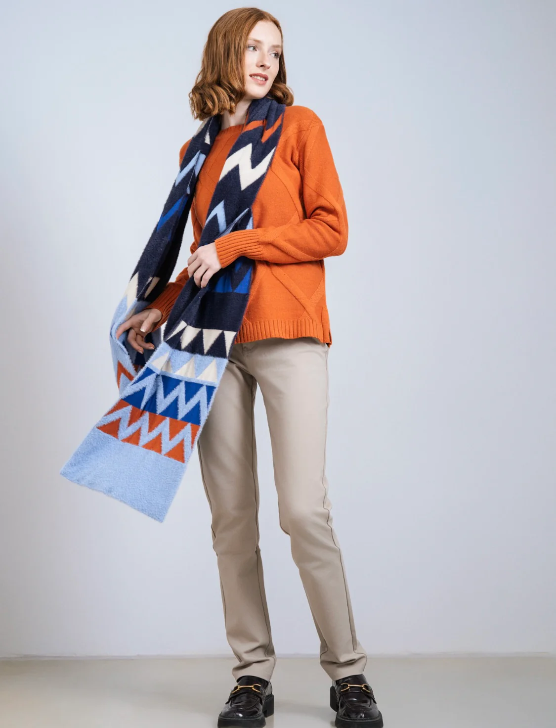 Scorzzo Large Geometric Knit Scarf - Image 3
