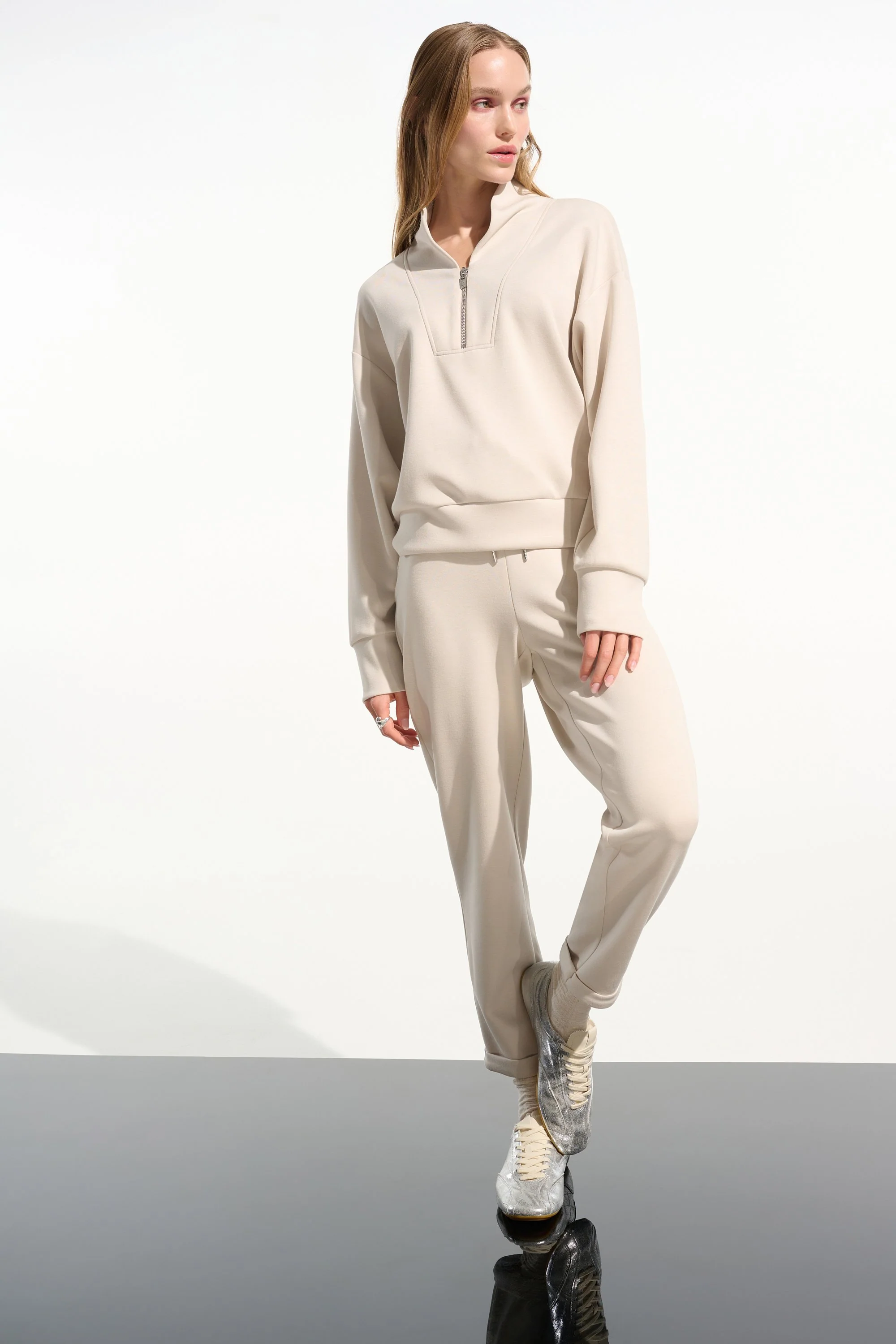 Scuba Jersey Boxy Sweatshirt With High Collar and Front Zipper
261610 - Image 2