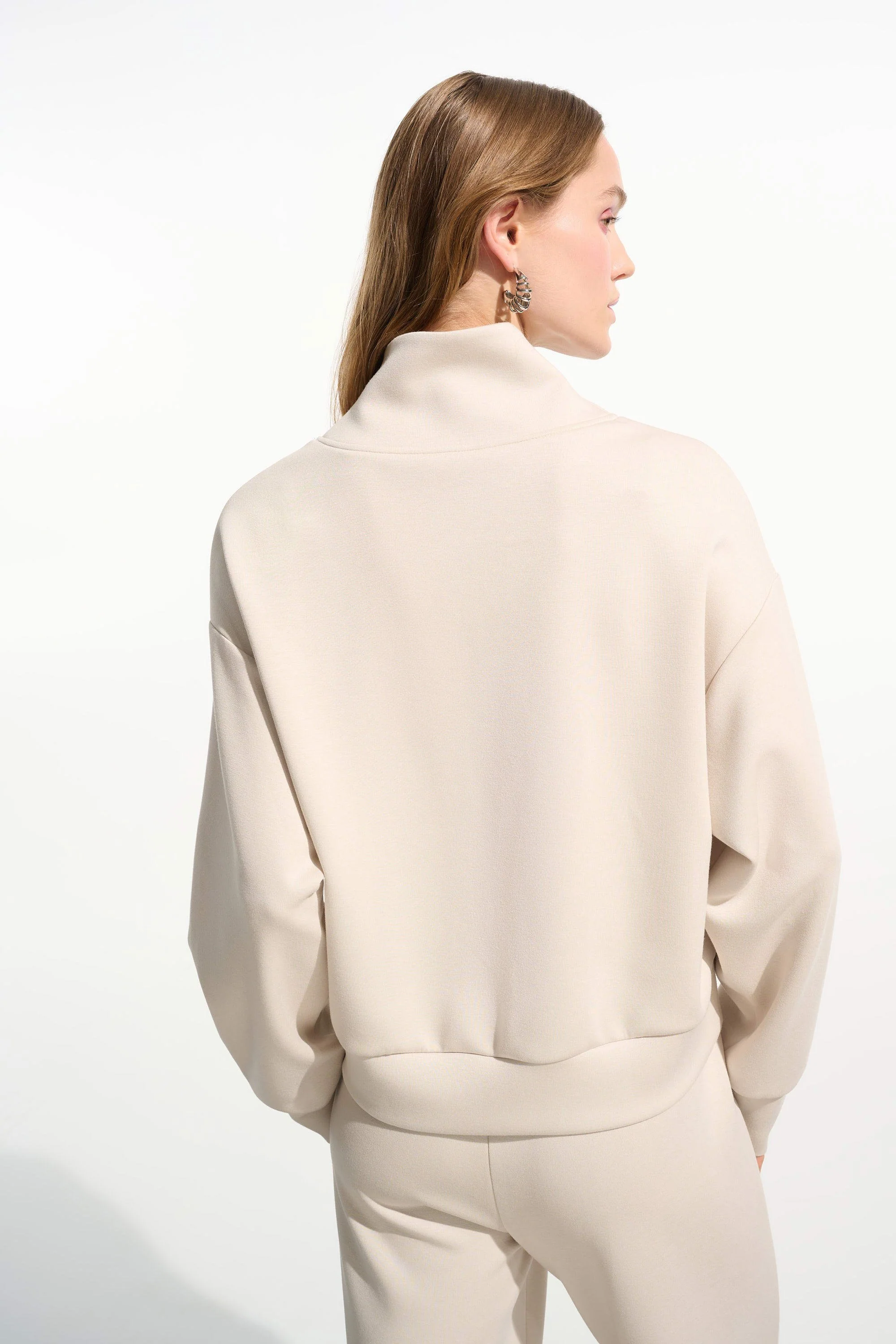 Scuba Jersey Boxy Sweatshirt With High Collar and Front Zipper
261610 - Image 3