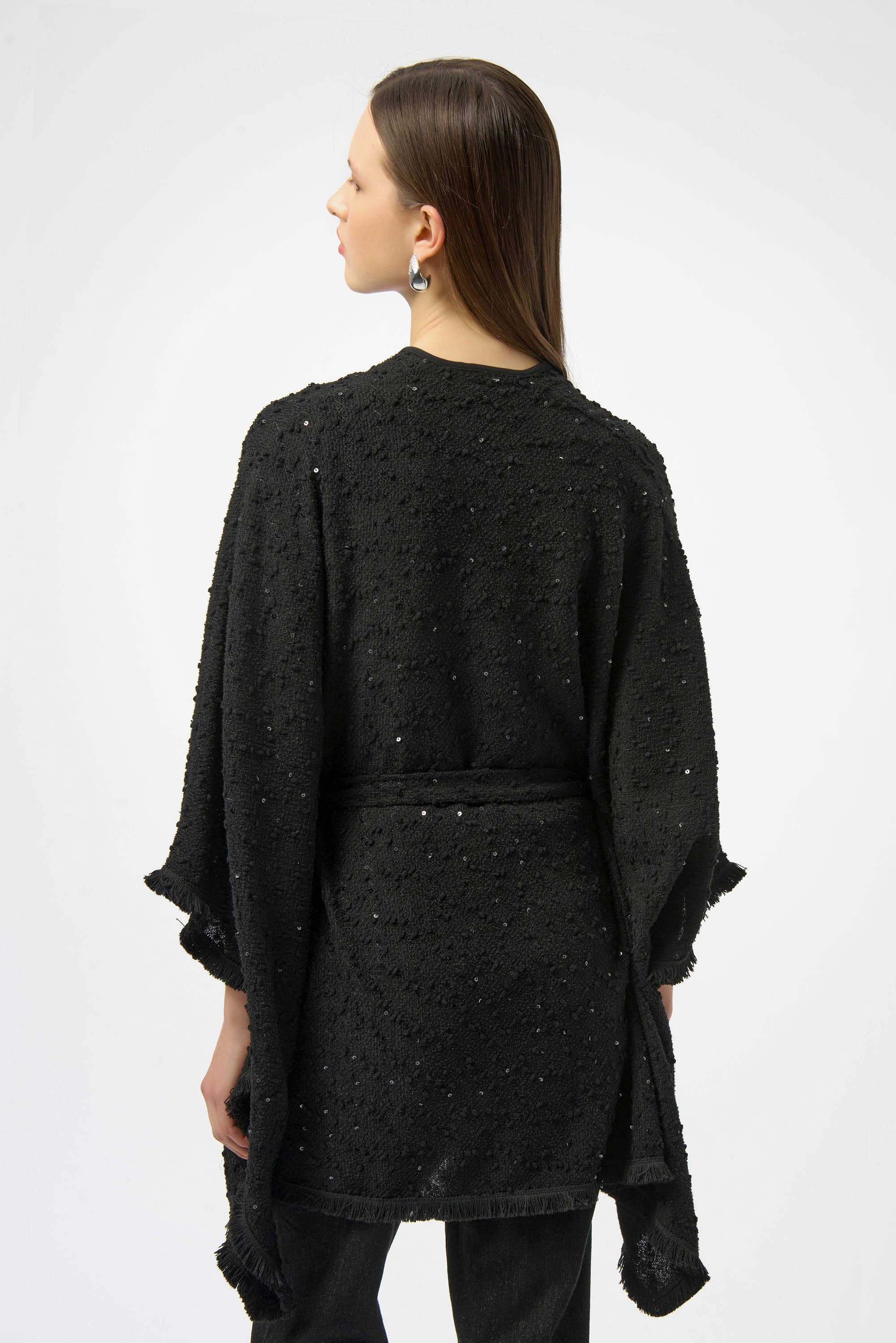 Sequined Bouclé Knit Belted Poncho
254009 - Image 4