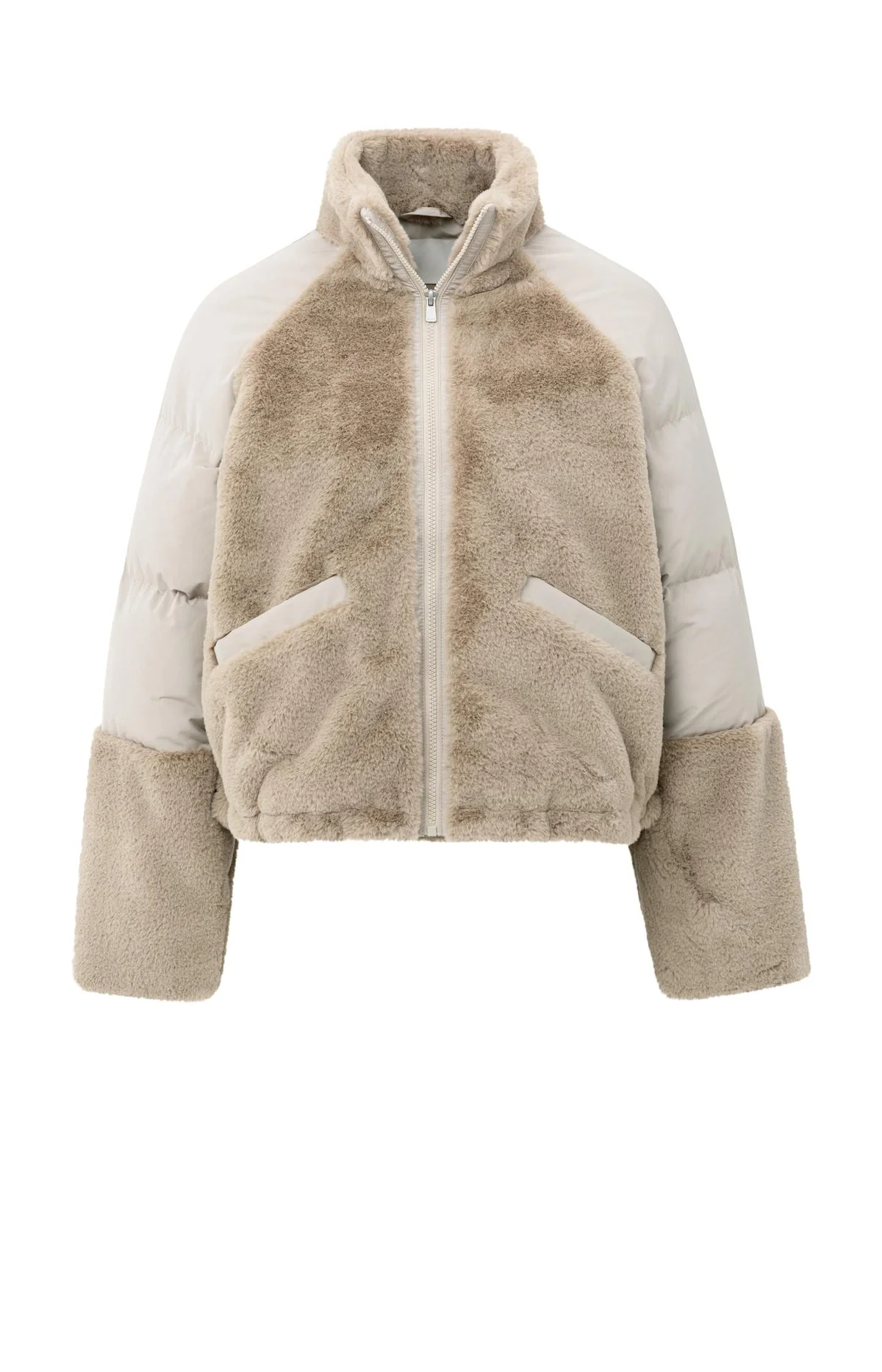 Short teddy jacket with padded sleeves - Image 6