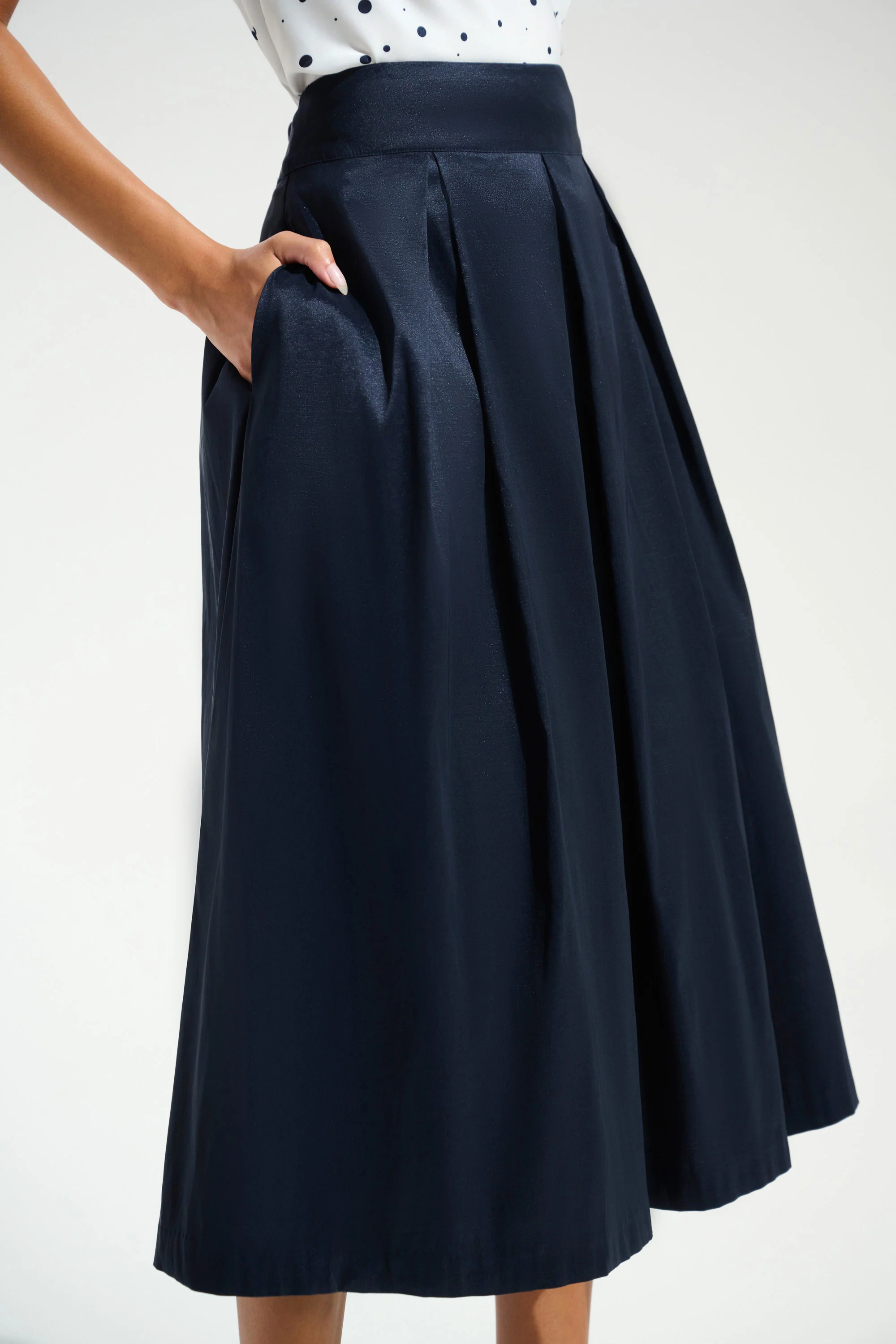 Signature | |Stretch Taffeta Flared Skirt With Box Pleats
261757 - Image 2