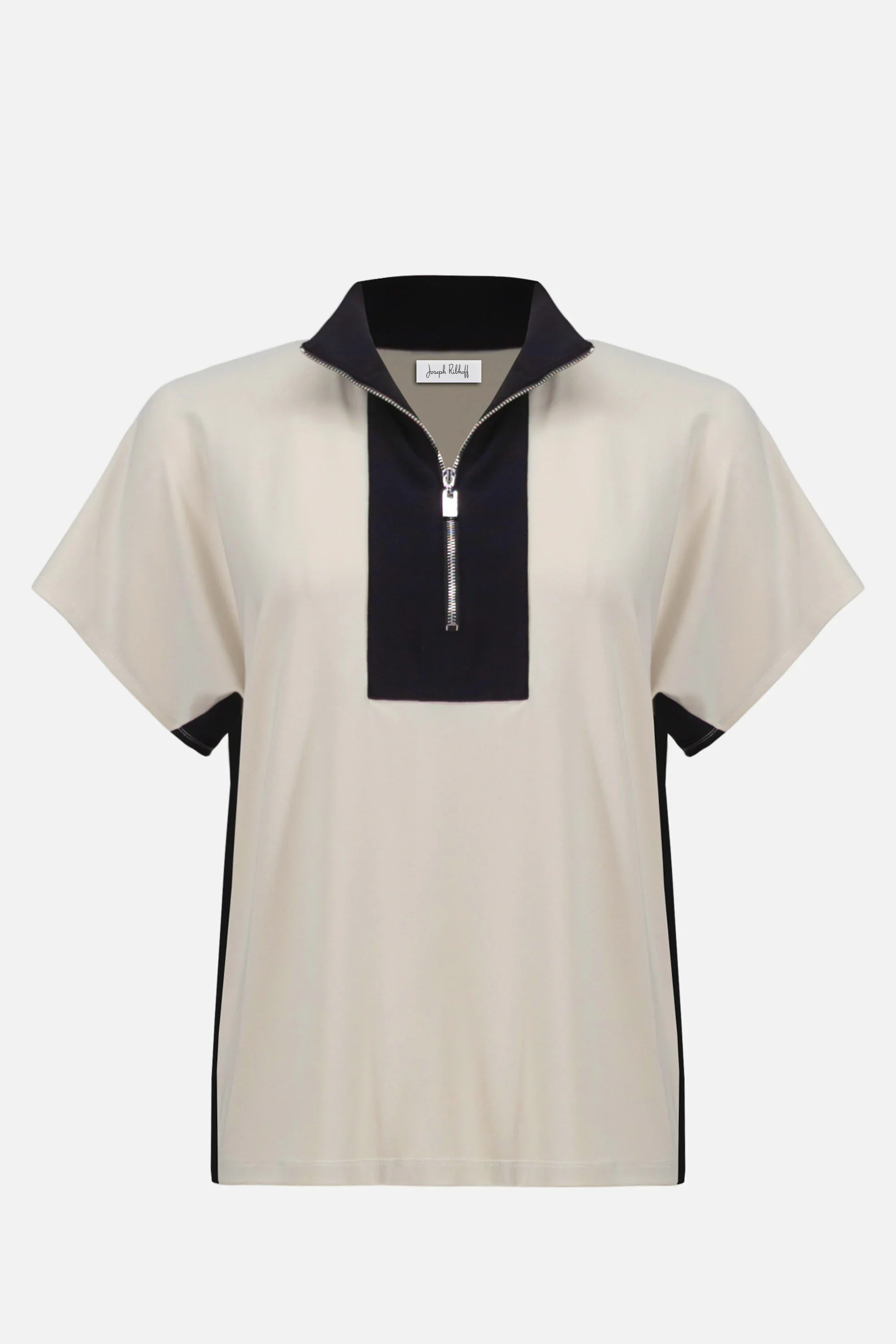 Silky Knit Color Block Straight Top With Zipped Collar
261611 - Image 3