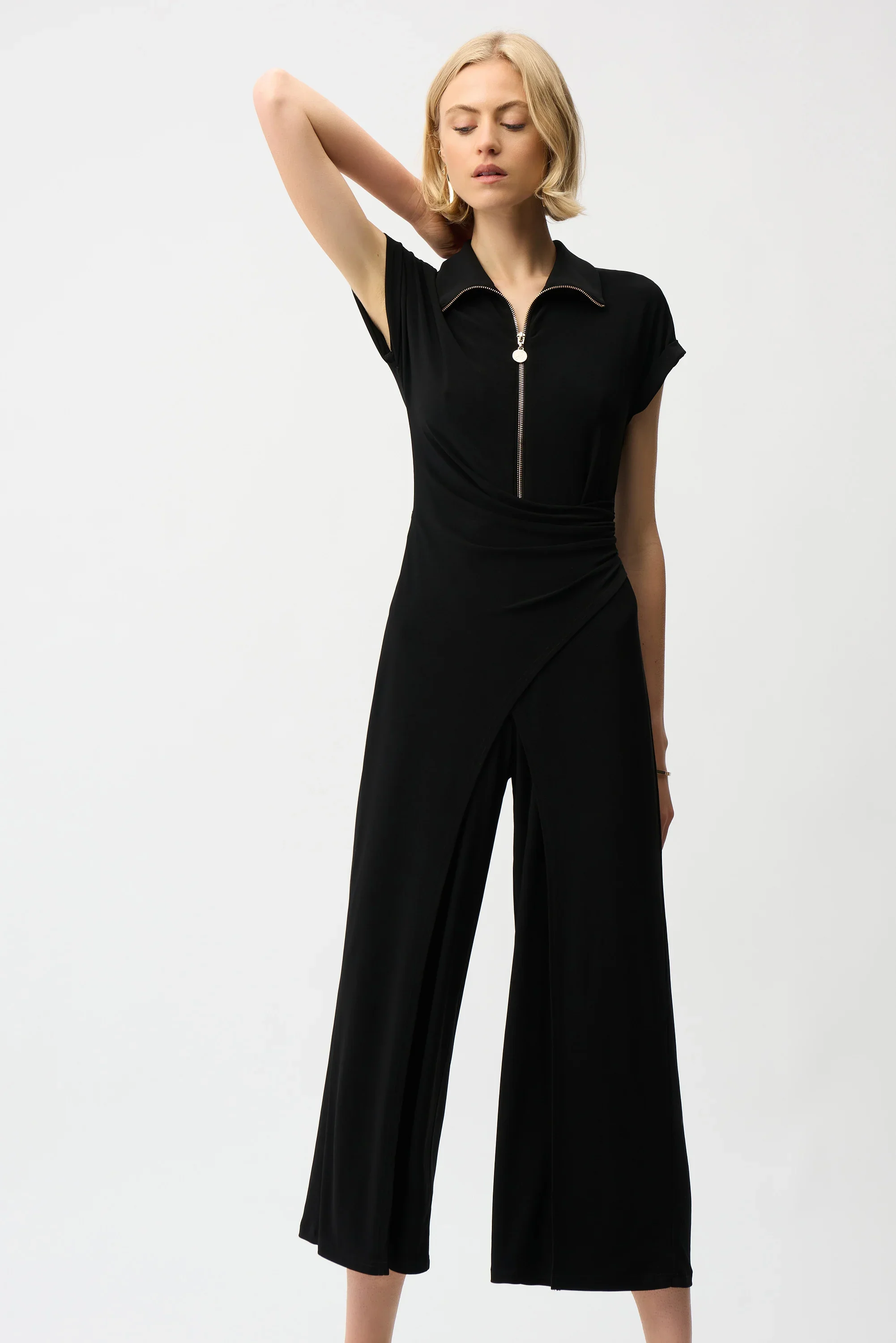 Silky Knit Culotte Jumpsuit With Gold Zipper
261255 - Image 2