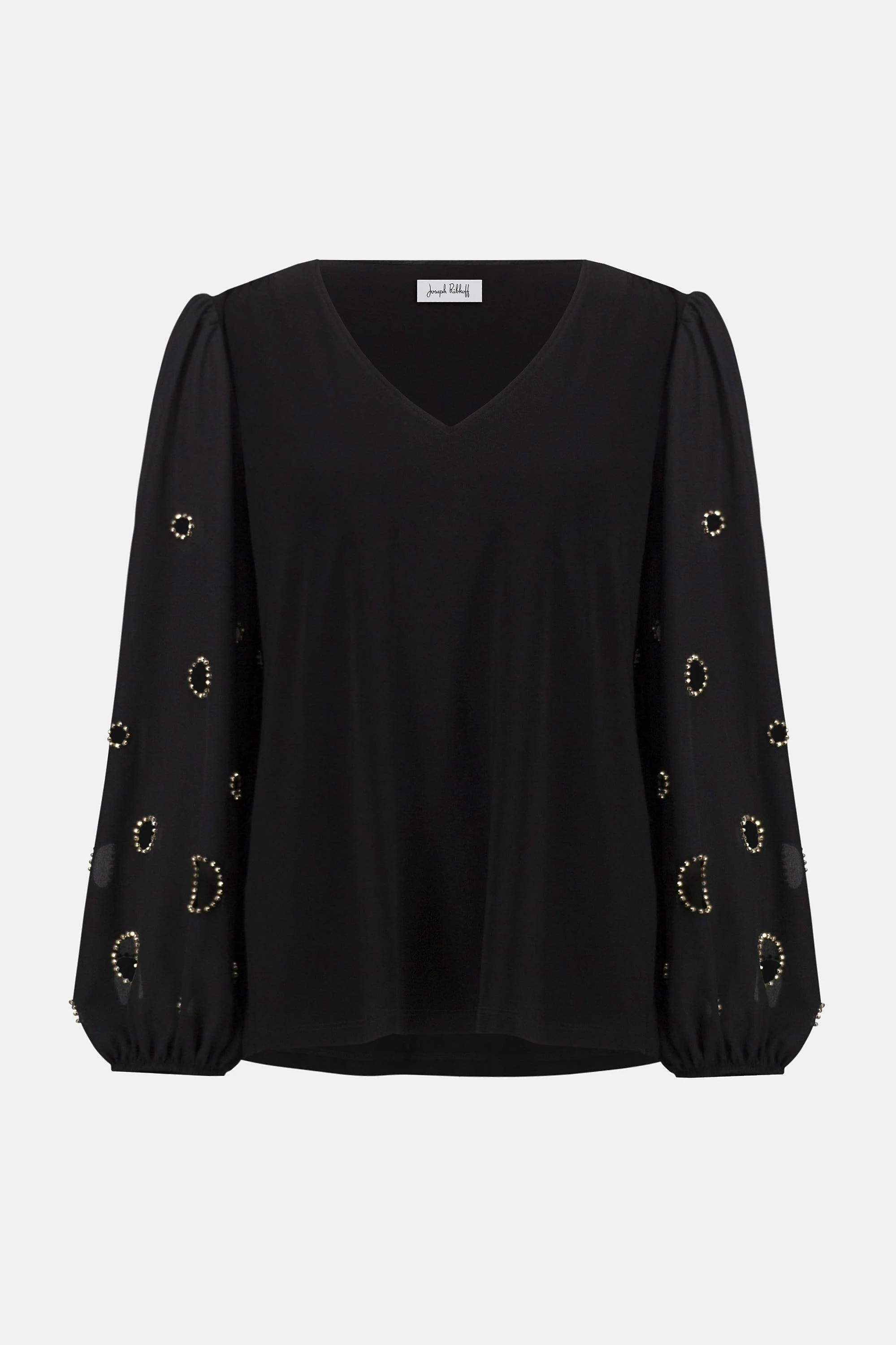 Silky Knit & Georgette Top With Sleeve Beading
253084 - Image 3