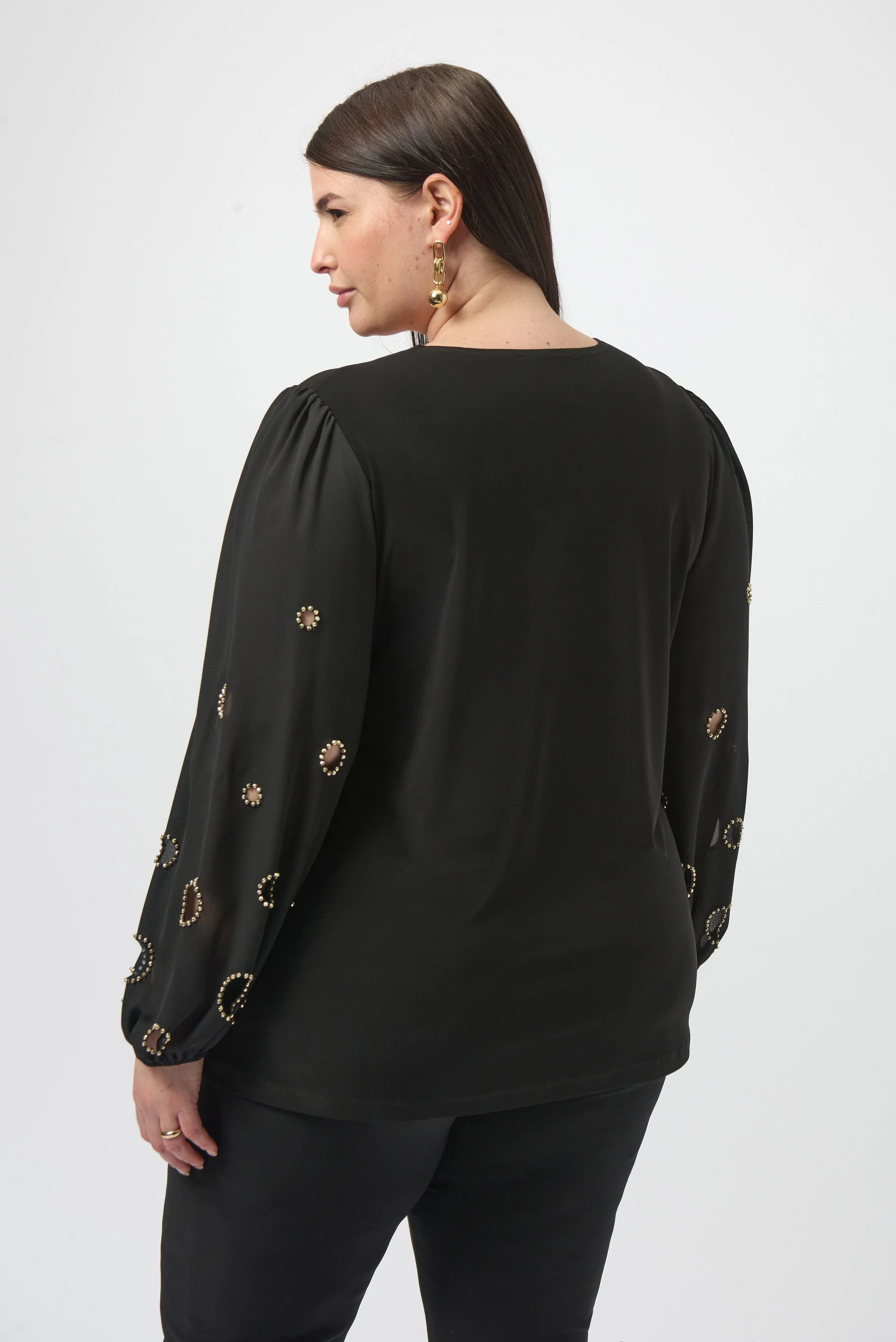 Silky Knit & Georgette Top With Sleeve Beading
253084 - Image 4