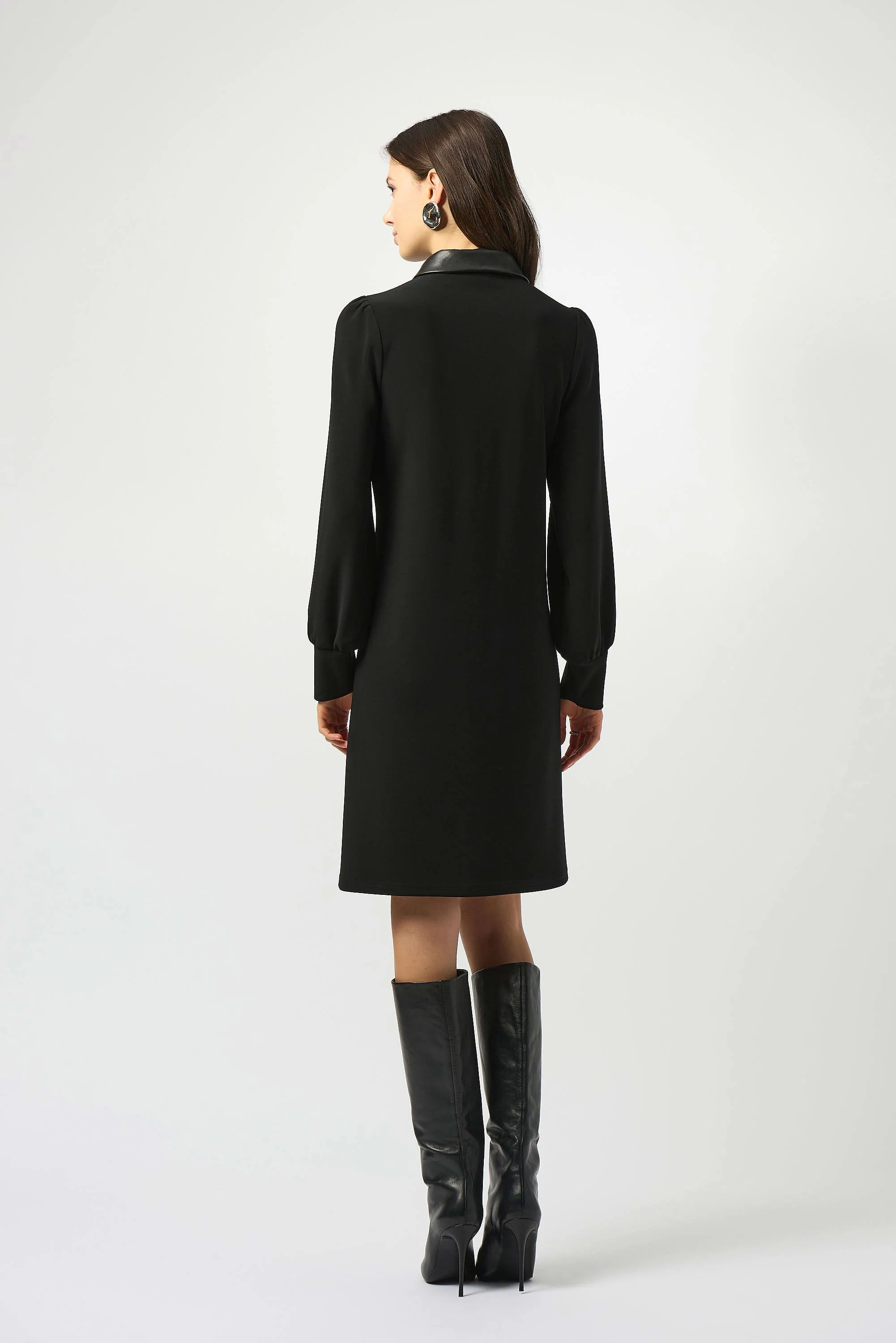 Silky Knit & Leatherette Trapeze Dress
253164 - Image 5