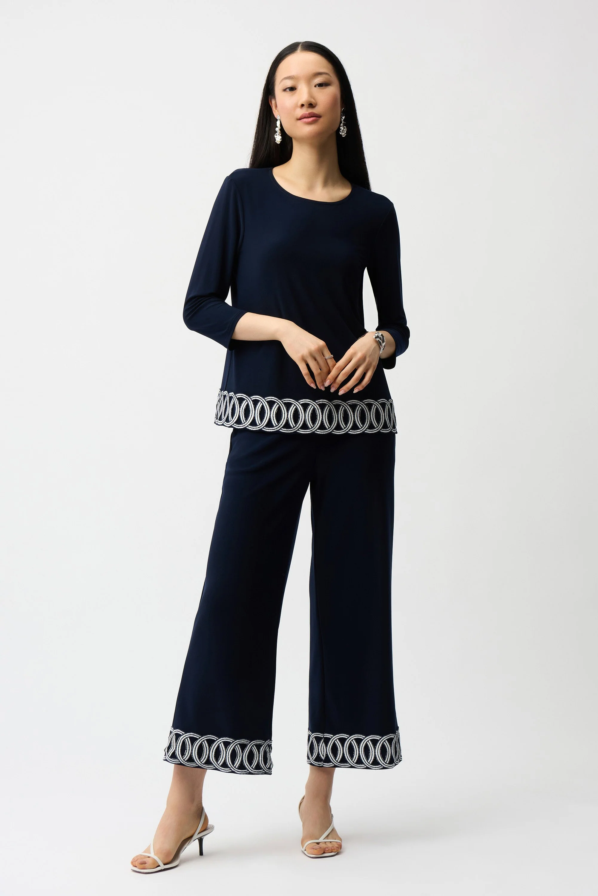 Silky Knit Pull-On Culotte Pants With Guipure Detail
261246 - Image 4