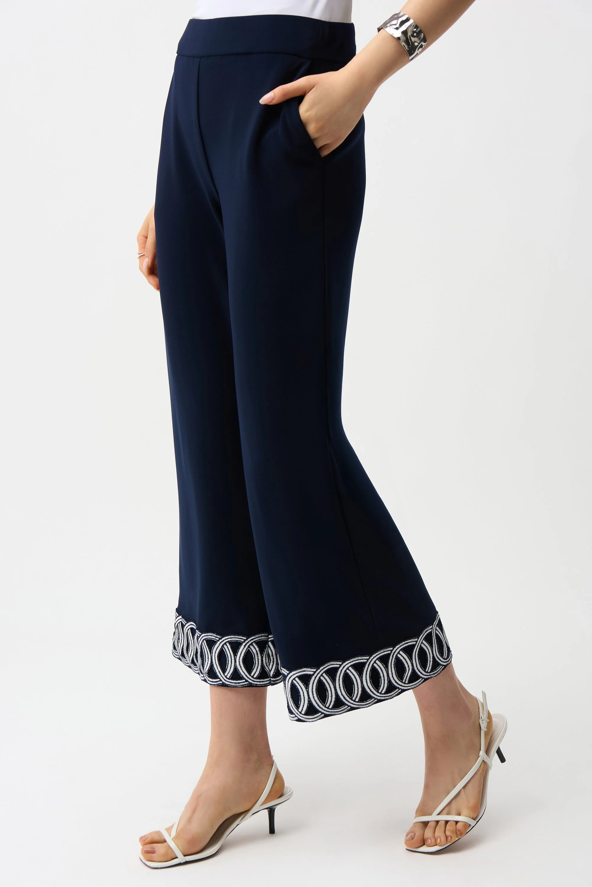Silky Knit Pull-On Culotte Pants With Guipure Detail
261246 - Image 5