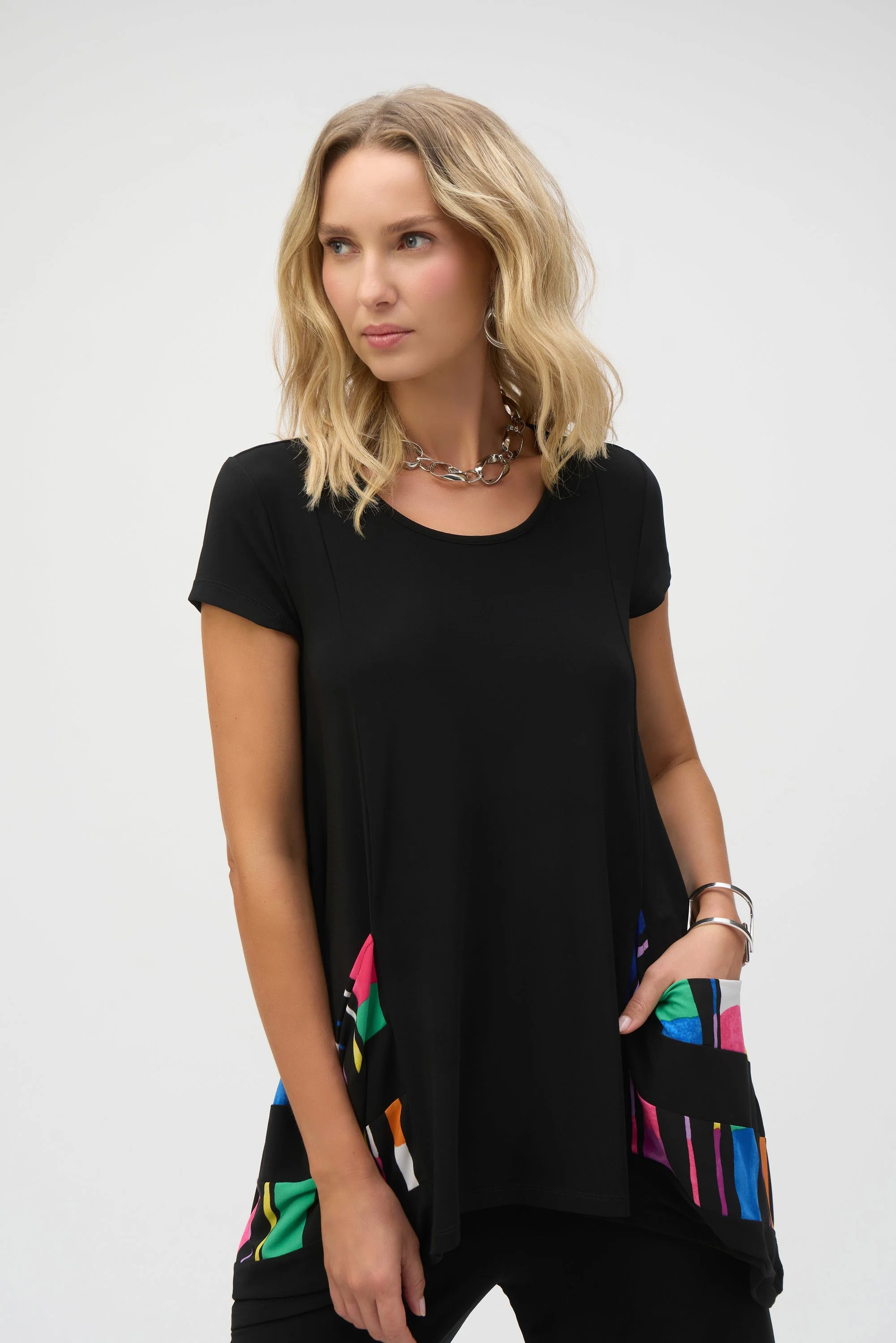 Silky Knit Stripe Print Handkerchief Tunic
252054 - Image 5