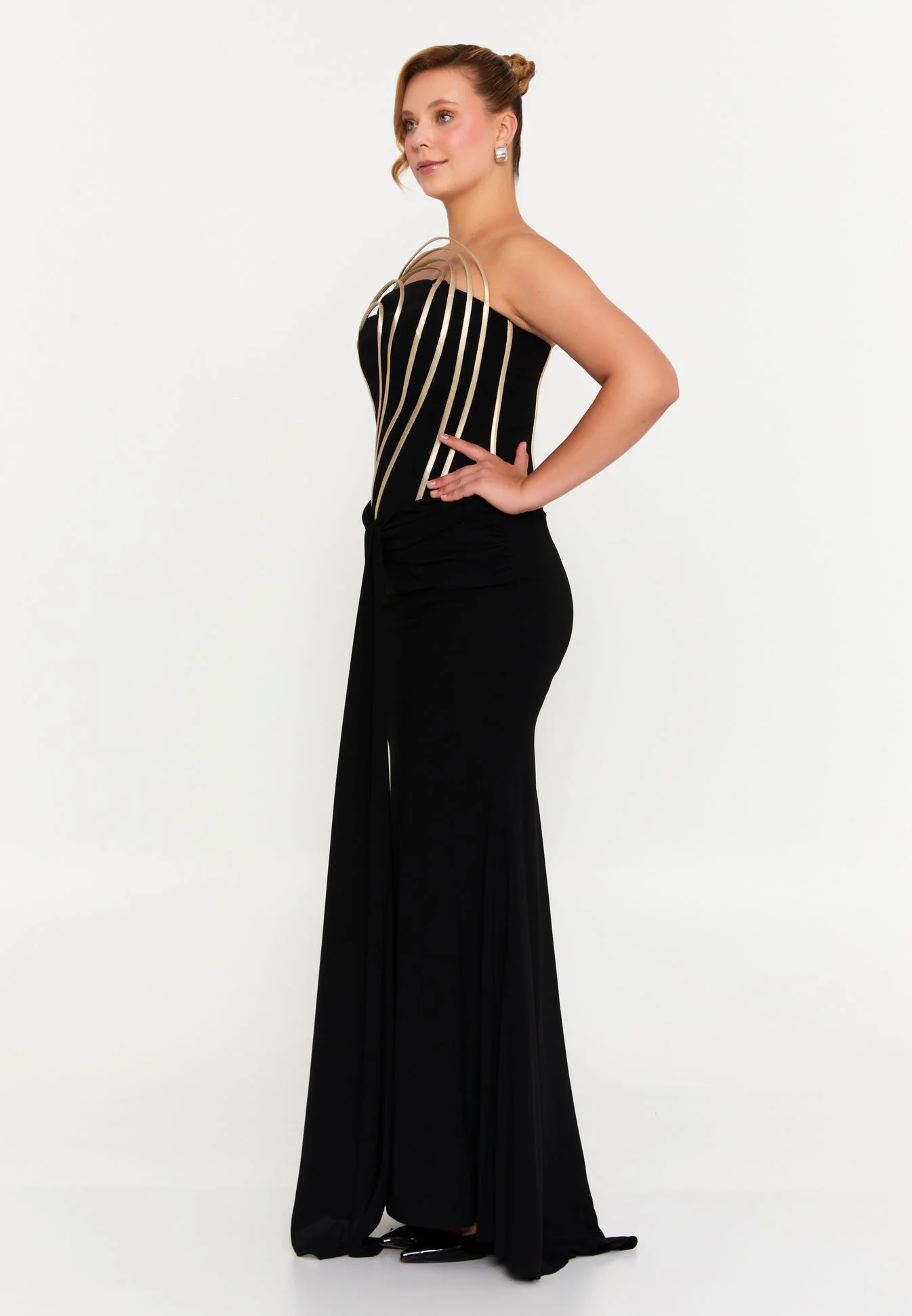 Strapless Maxi Viscose Mermaid Regular Wedding Guest Dress 6362 - Image 3