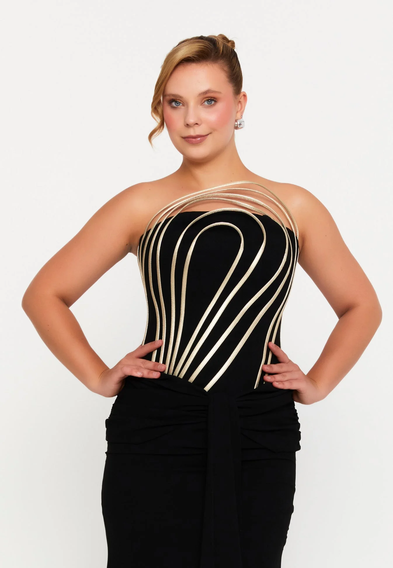 Strapless Maxi Viscose Mermaid Regular Wedding Guest Dress 6362 - Image 4
